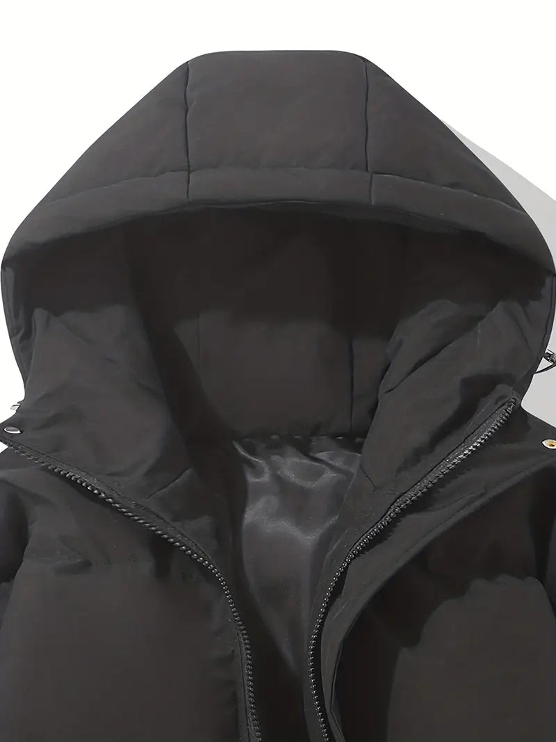 Μπουφάν Oversize Γυναικείο με Επένδυση και Κουκούλα
