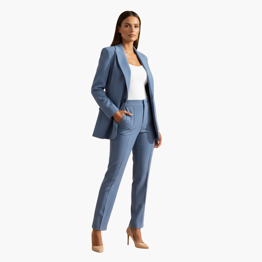 Complete Women's Blazer and Pants with Classic Lapels and Tailored Fit
