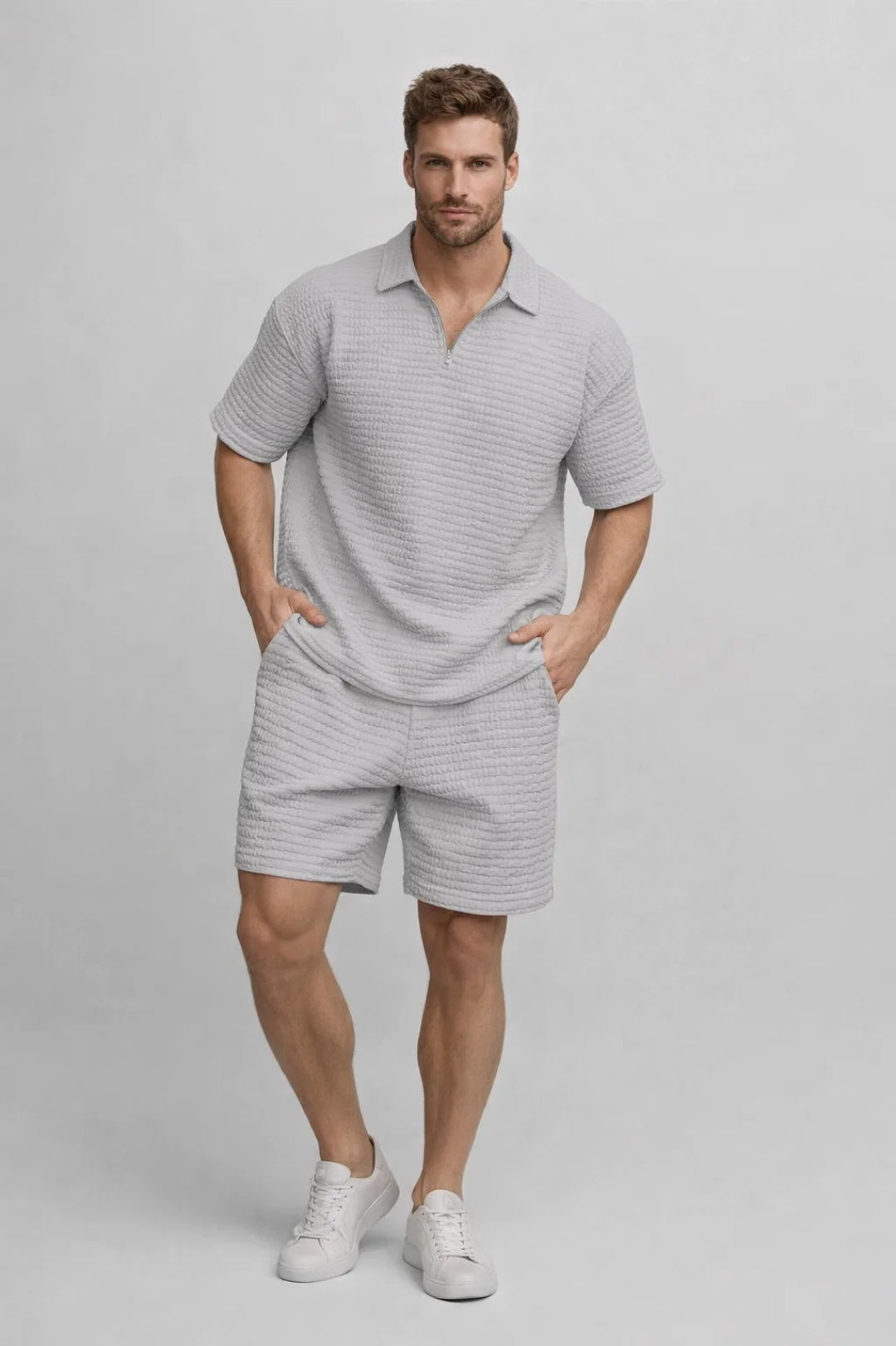 Completo Uomo - Polo e Shorts Coordinati Texture Goffrata | Estate