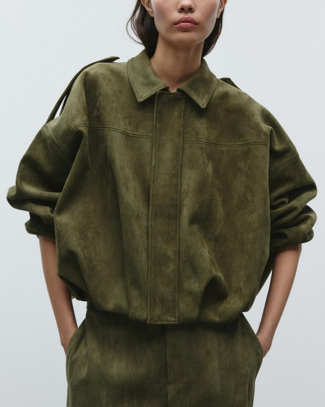Giacca Corta da Donna Effetto Camoscio con Colletto