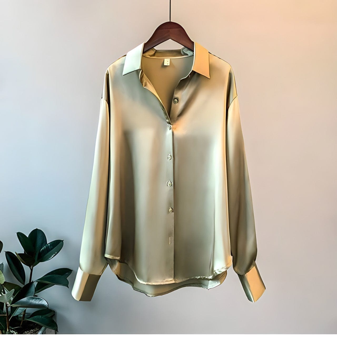 Damebluse i satin