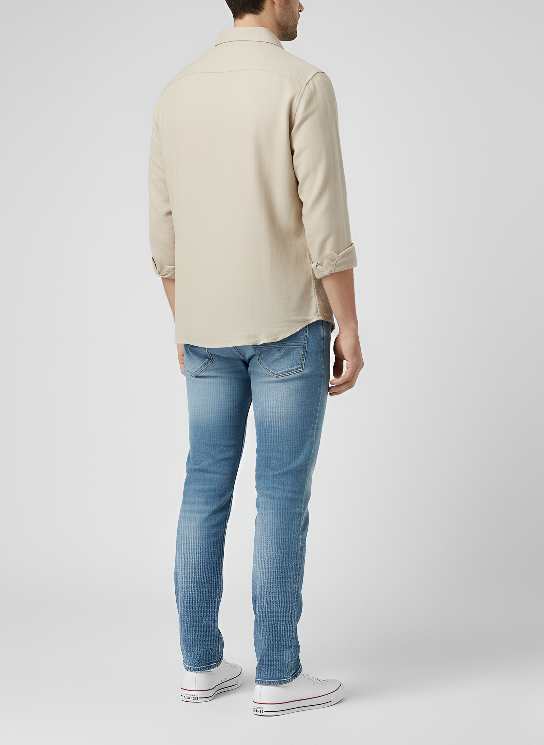 Férfi hosszú ujjú len ing klasszikus gallérral és szabályos szabással