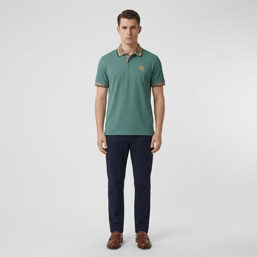 Pánské bavlněné polo tričko s krátkým rukávem, klasickým límečkem a knoflíky, sportovní casual