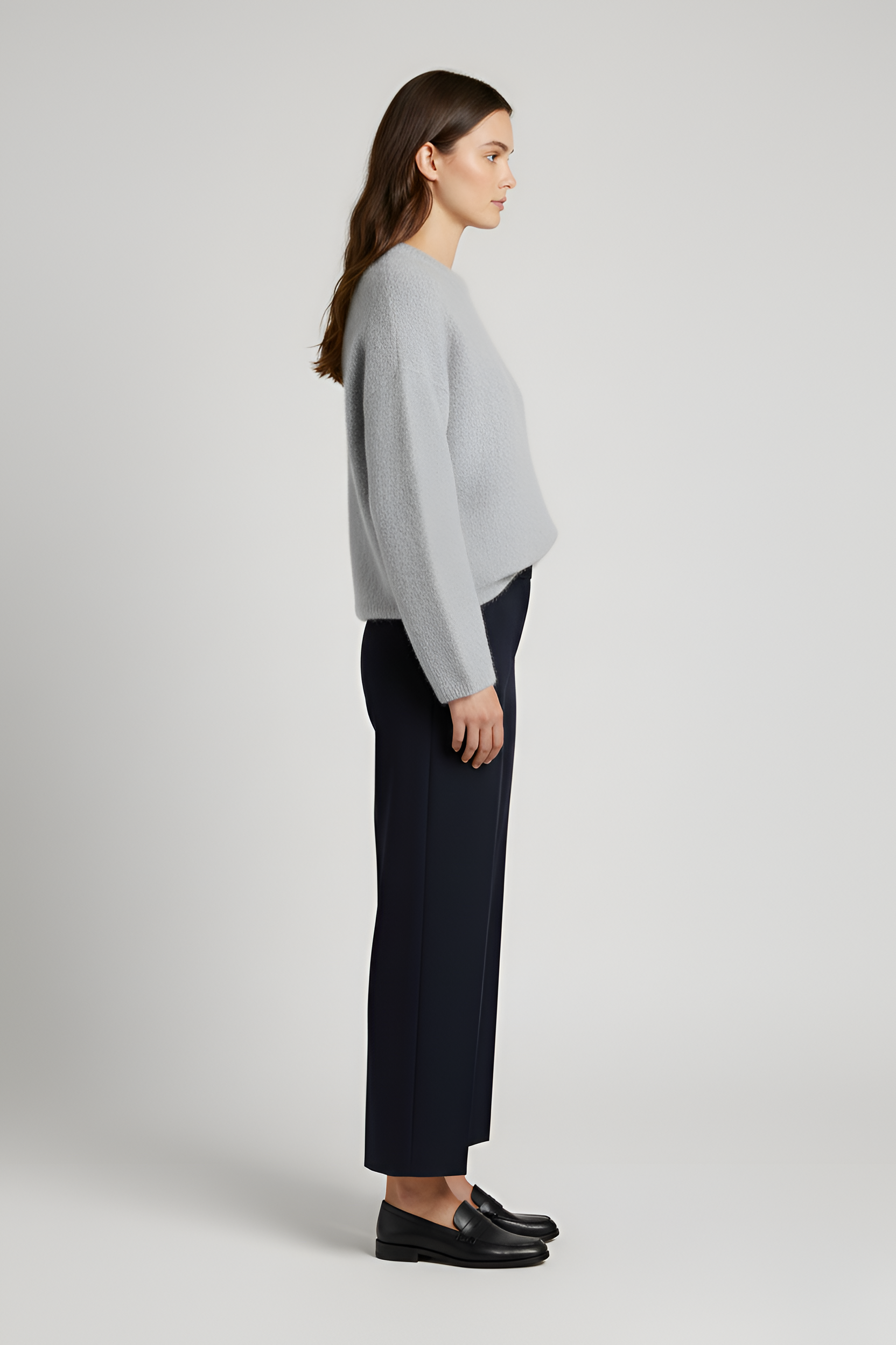 Valerios Fashion women's wool crew neck sweater with relaxed fit