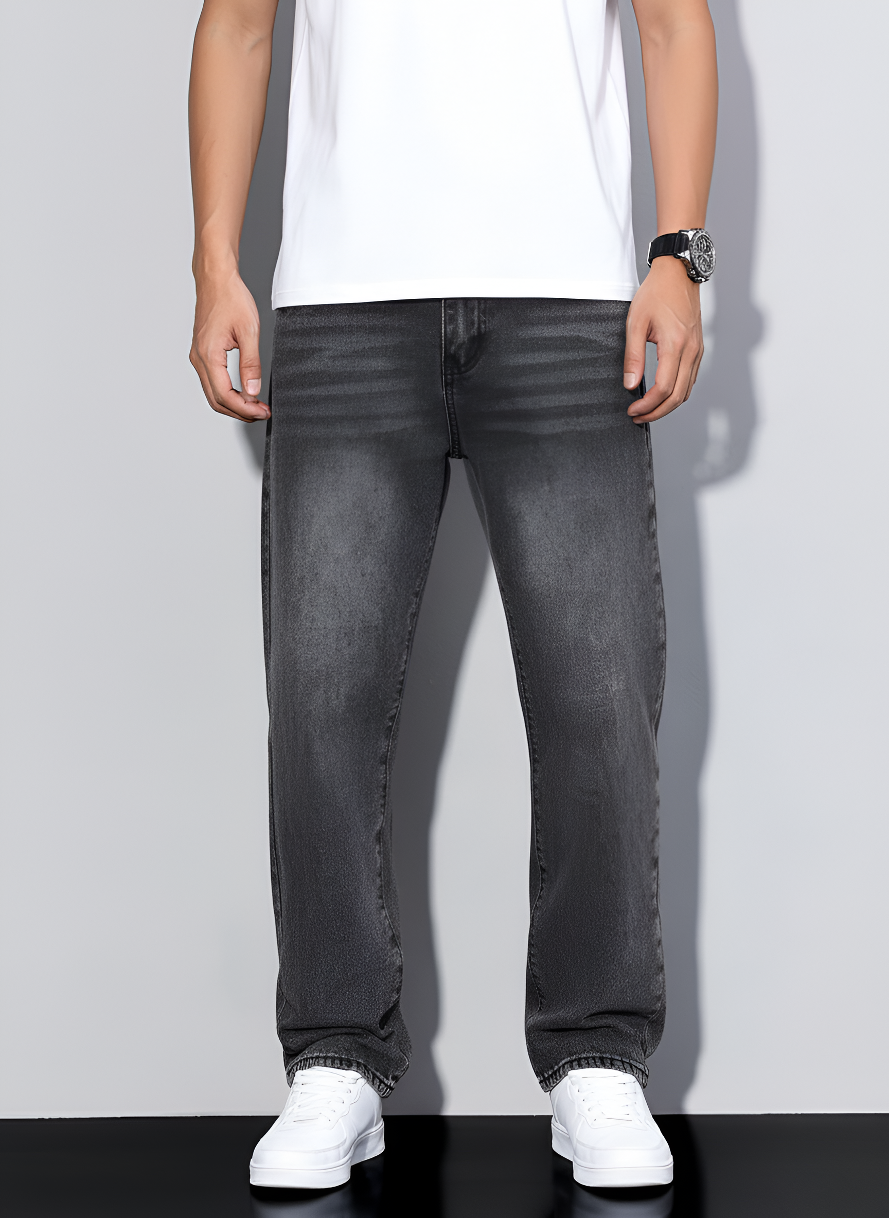 Valerios mode jeans til mænd casual i bomuldsdenim med almindelig pasform