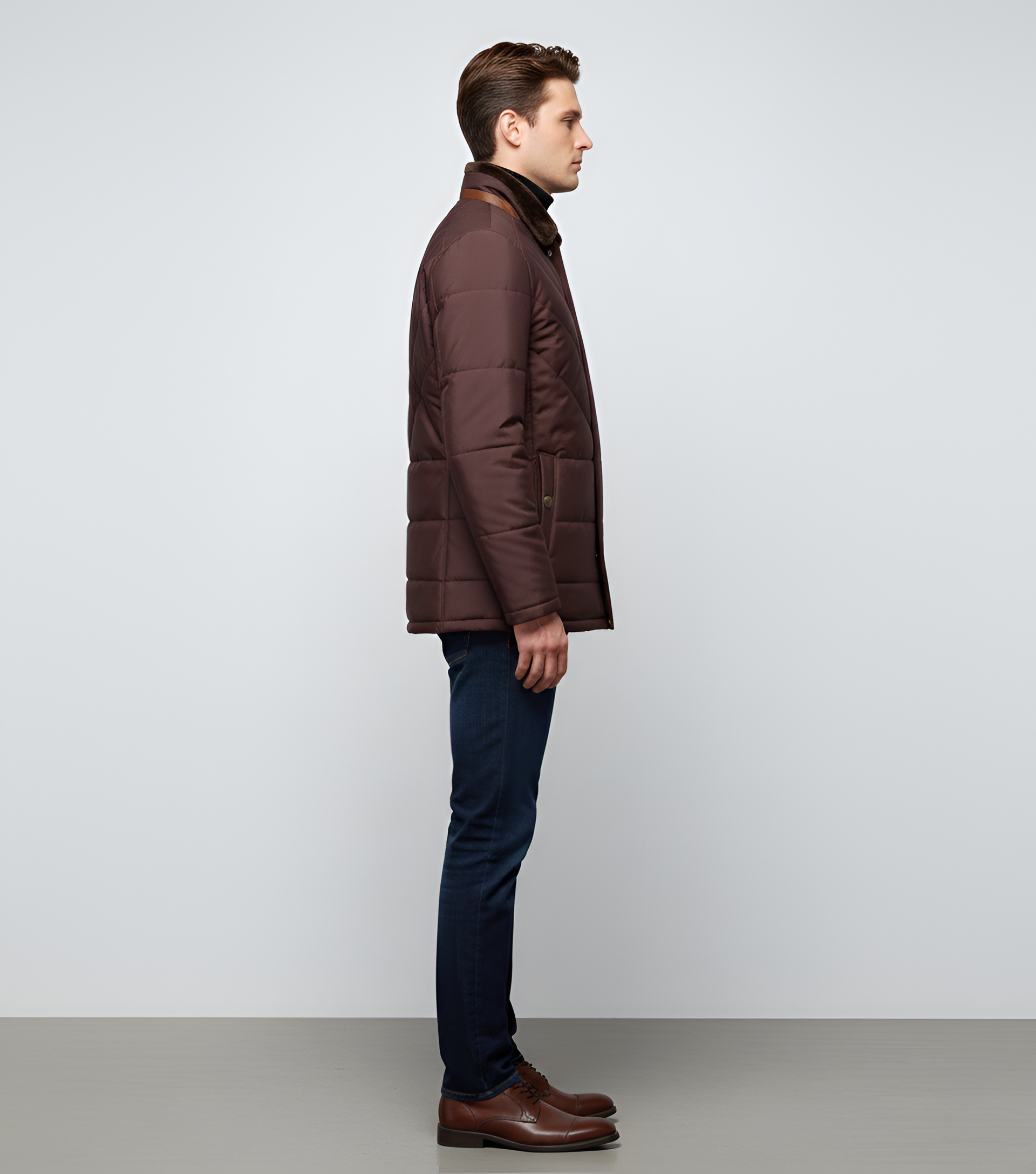 Valerios Fashion men's padded jacket high collar winter