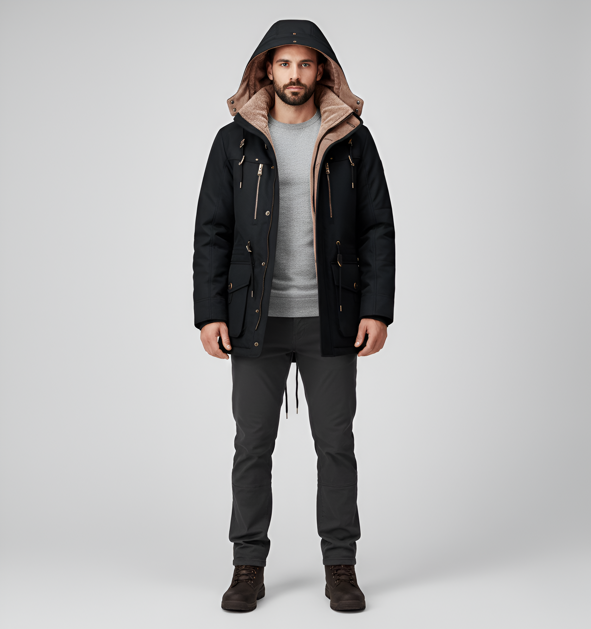 Valerios Fashion Parka Invernale Uomo Imbottito con Cappuccio e Zip