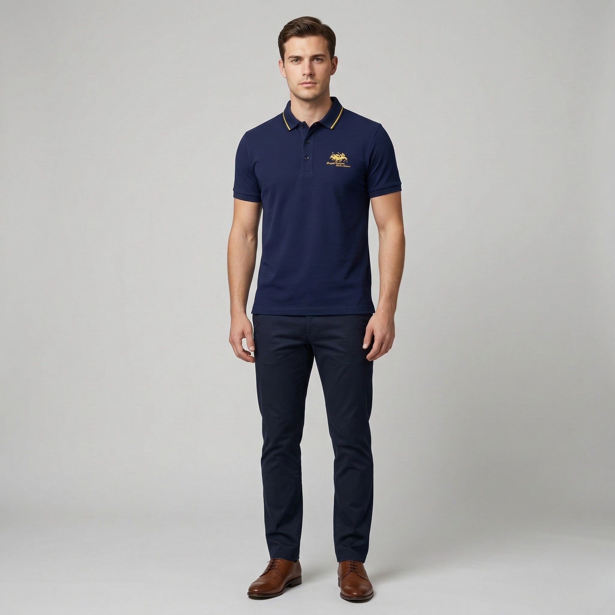 Pánské bavlněné polo tričko s krátkým rukávem, límečkem a knoflíky, casual polo tričko