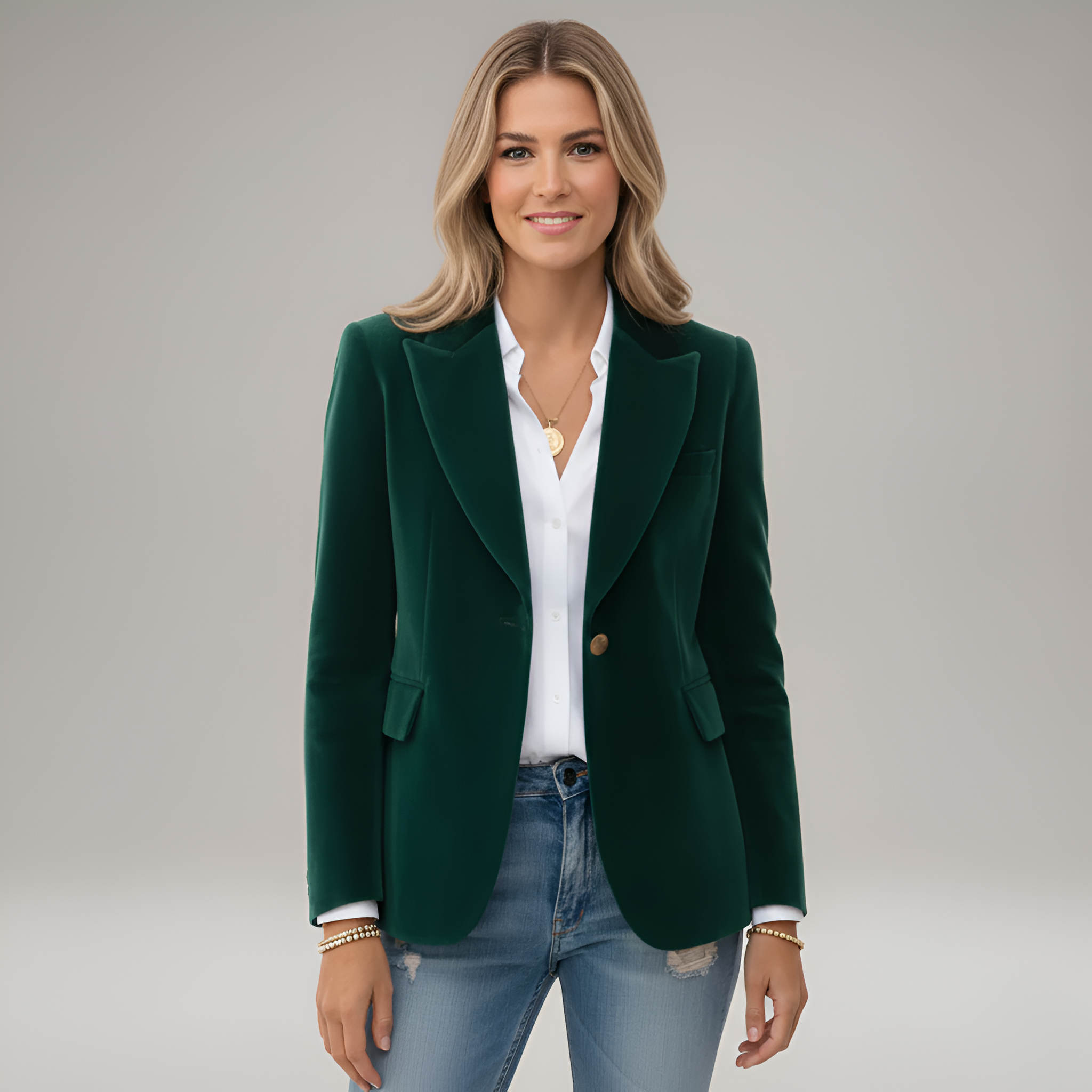 Valerios Fashion blazer donna elegante in velluto a un bottone