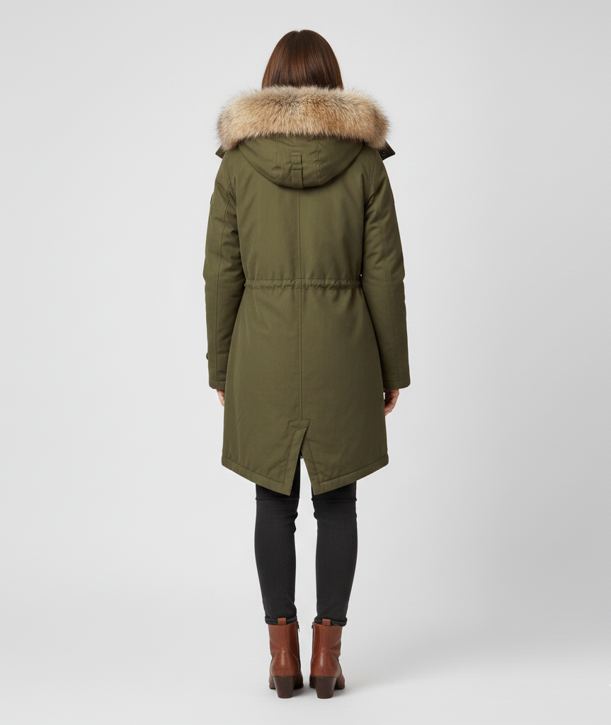 Valerios Fashion dameparka med kunstpels