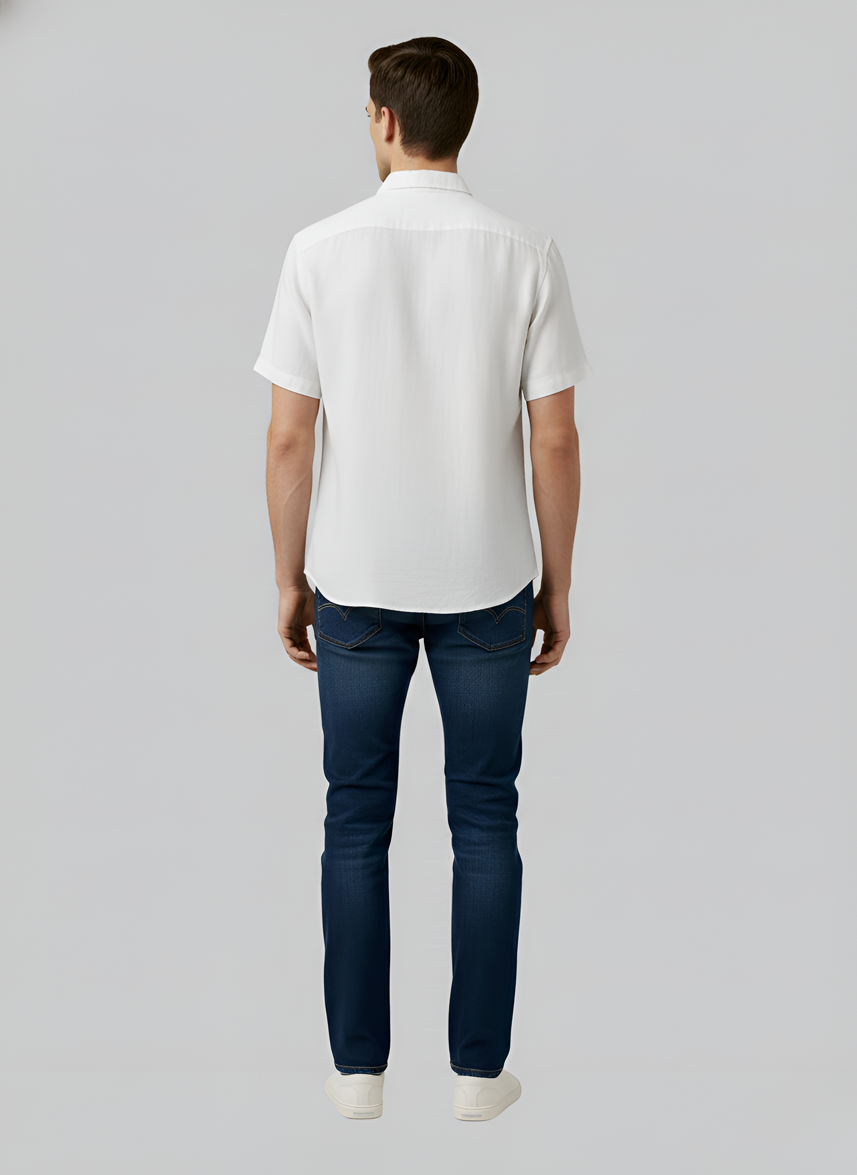 Camicia Uomo in Cotone Manica Corta Vestibilità Regolare con Taschino