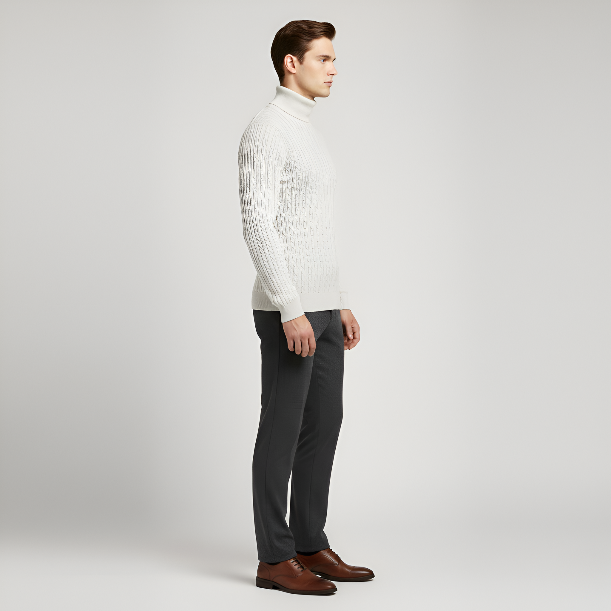 Valerios Fashion Maglione Dolcevita Uomo in Maglia a Coste