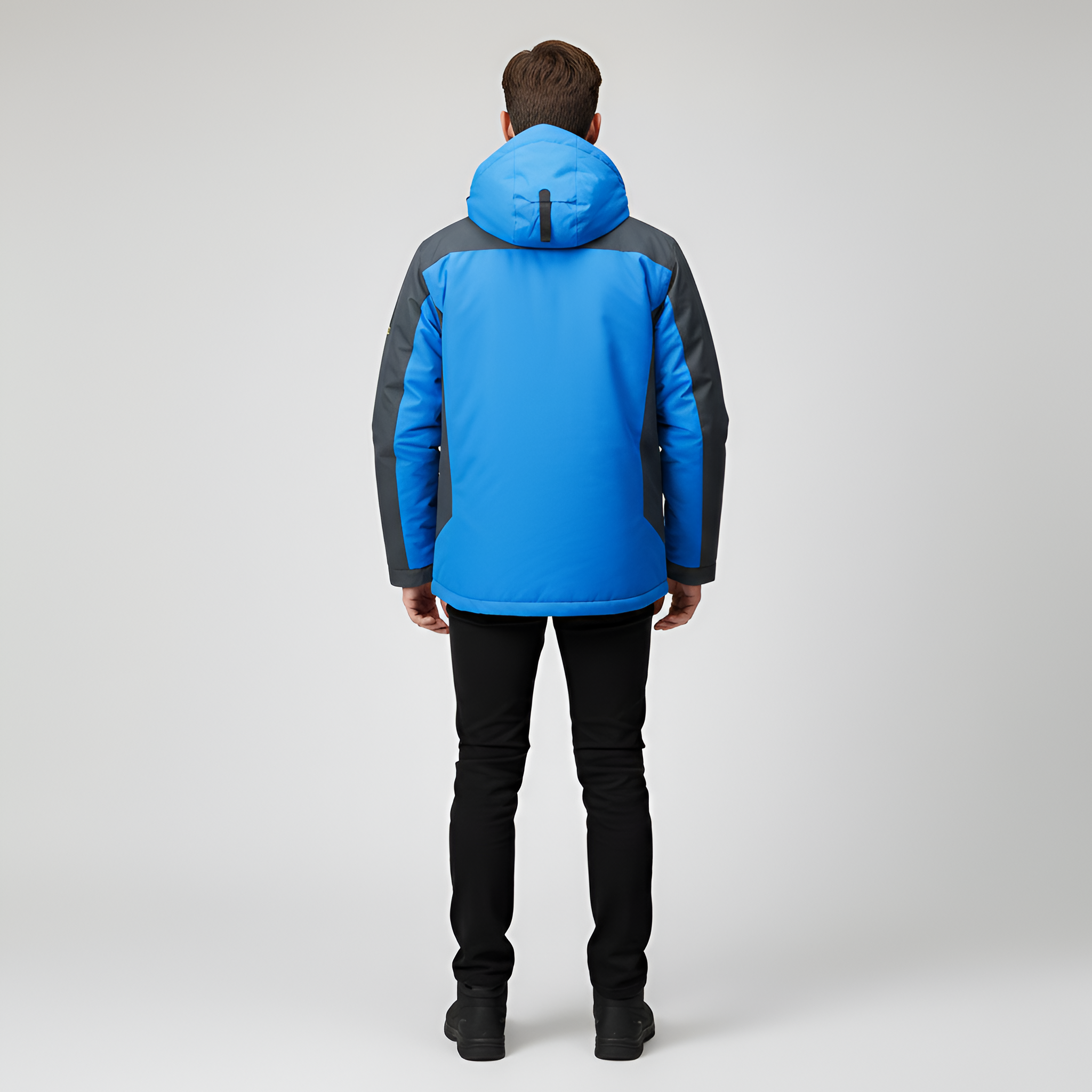 Men's jacket with hood and fleece lining in durable technical fabric