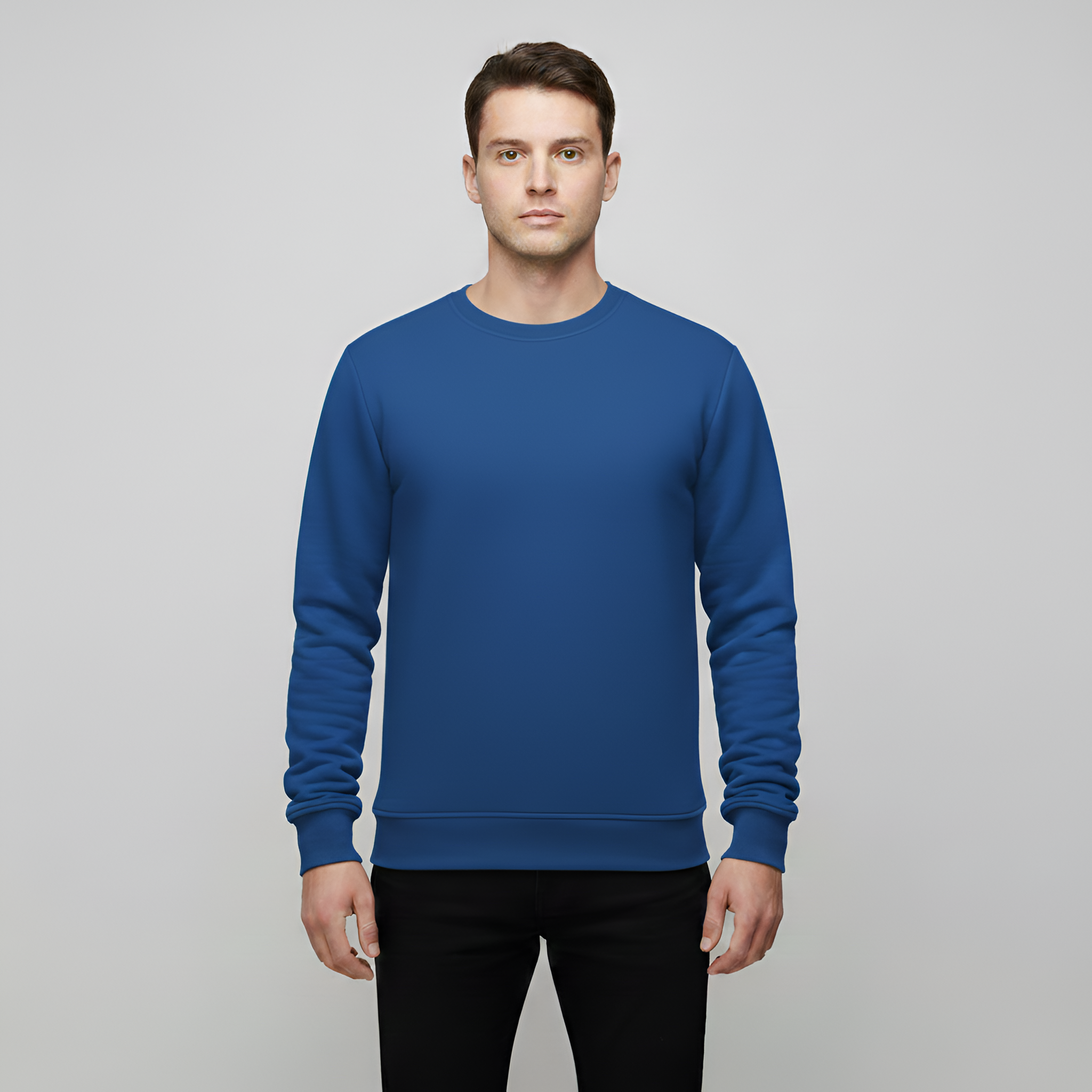 Sweat-shirt homme avec intérieur en polaire thermique col rond coupe régulière