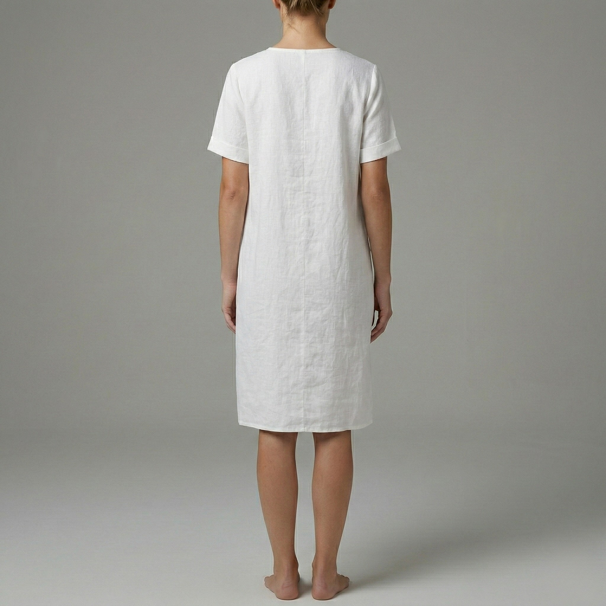 Robe d'été en coton pour femme avec col en V, poches et manches courtes
