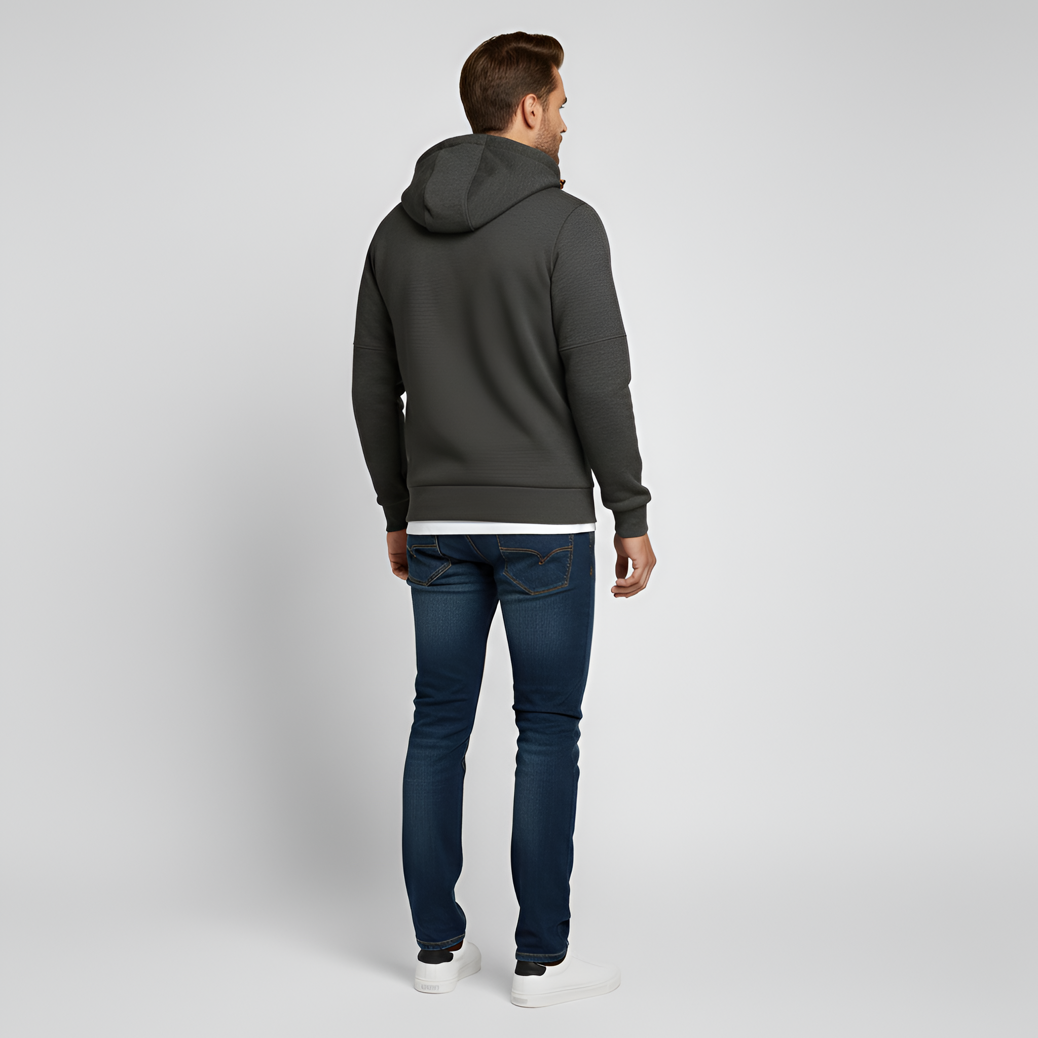 Sweatshirt com capuz masculina com fecho de correr em algodão felpado
