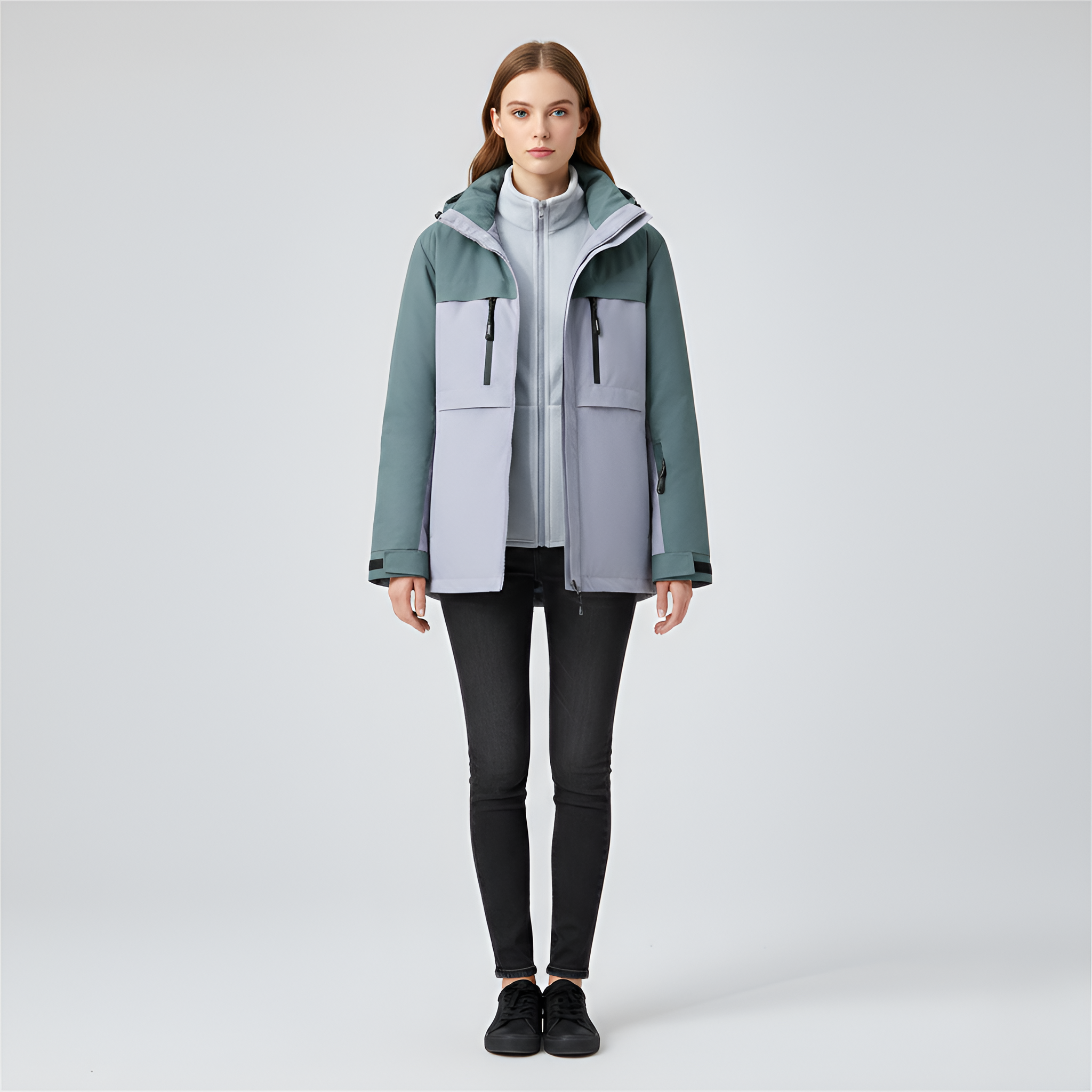 Pánská venkovní bunda s kapucí nepromokavá a větruodolná na zip pro turistiku