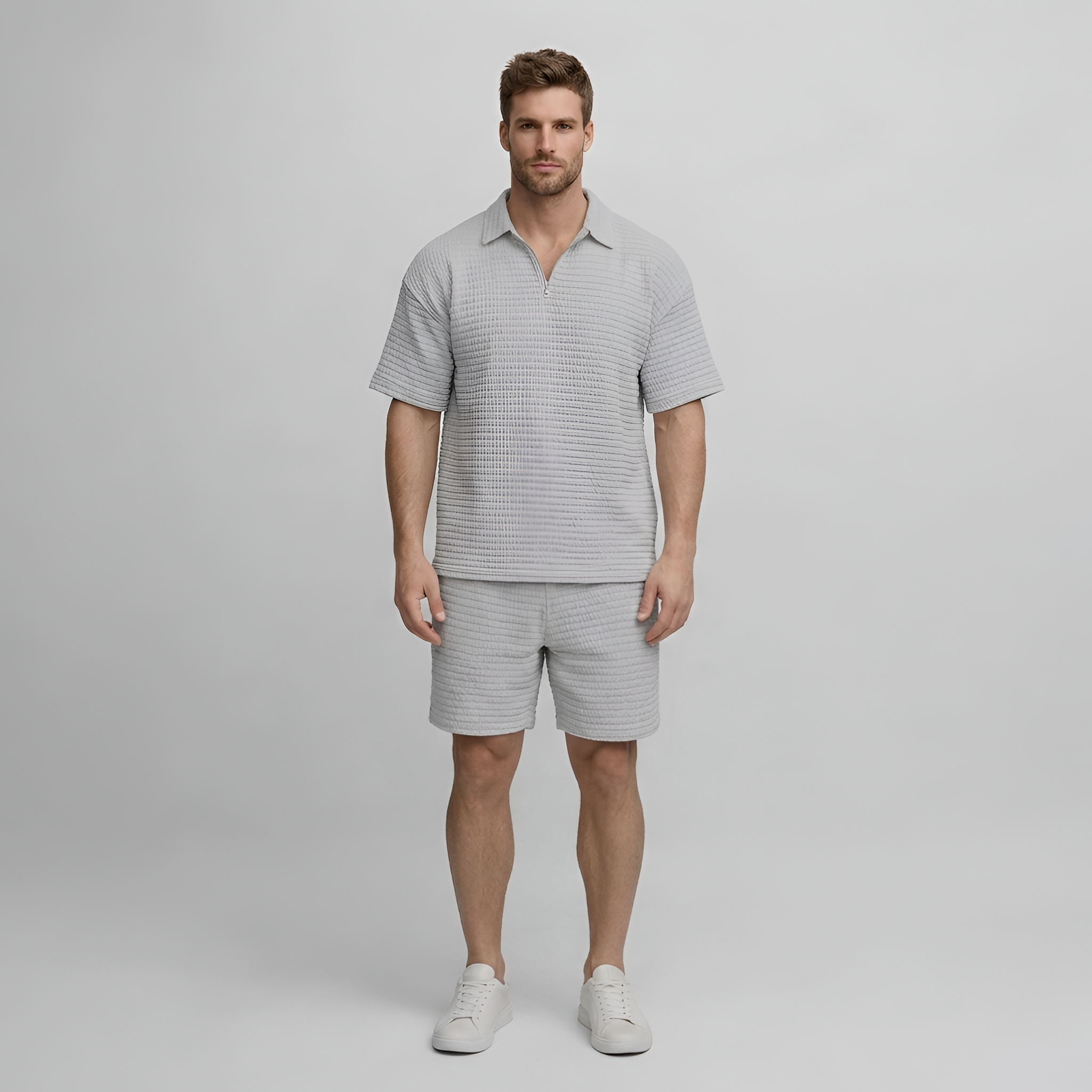 Completo uomo estivo con polo a maniche corte e bermuda coordinati