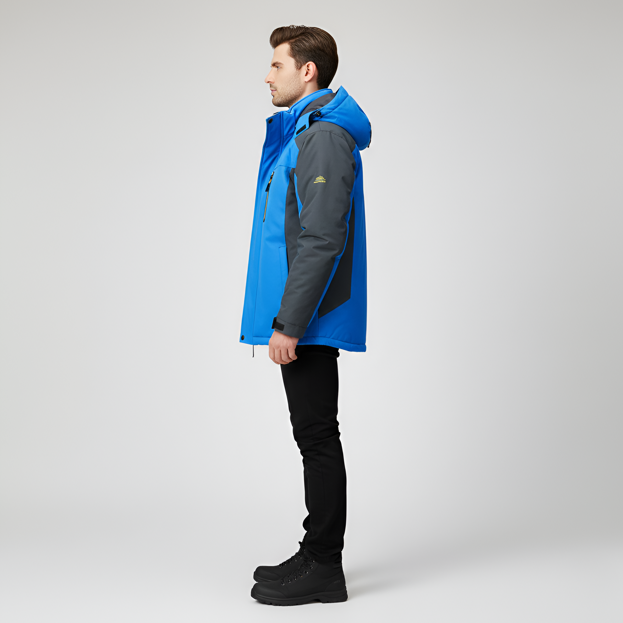 Geacă pentru bărbați cu glugă și interior din fleece, din material tehnic rezistent