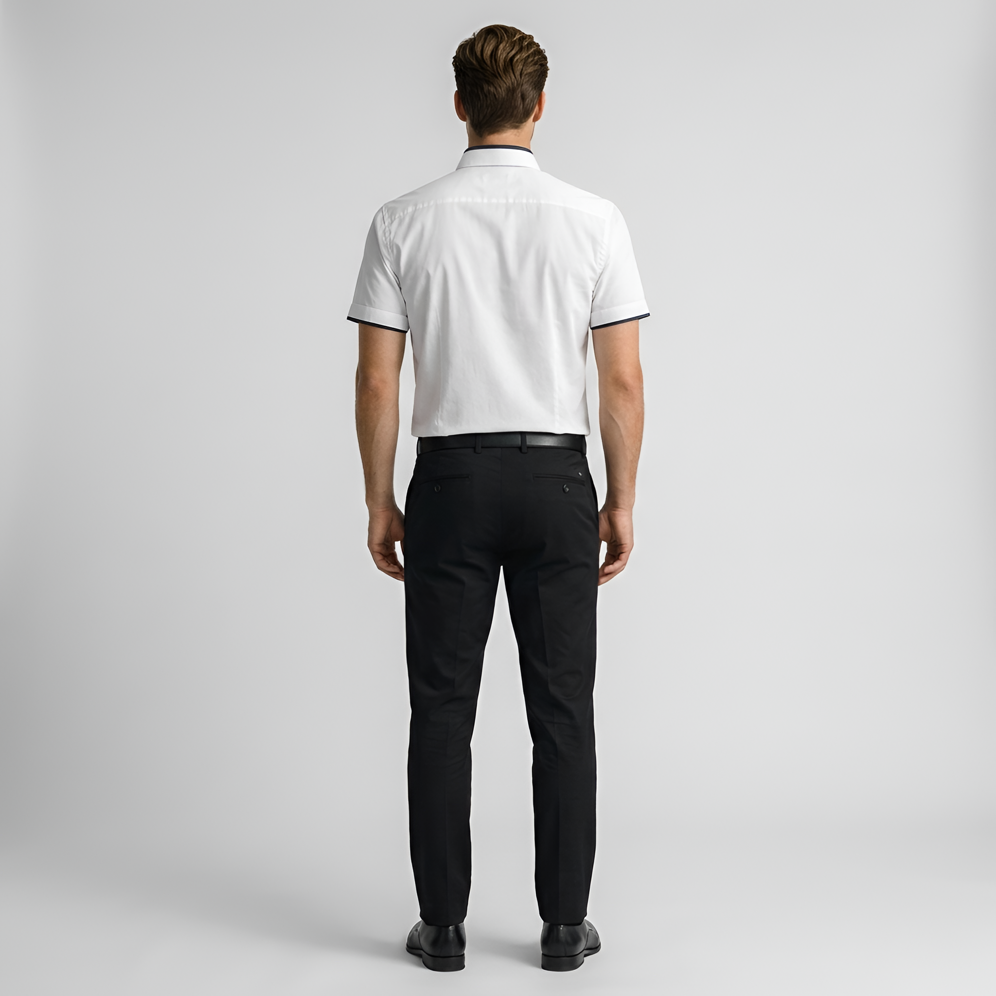 Camicia Uomo Maniche Corte in Cotone con Colletto Button Down Slim Fit