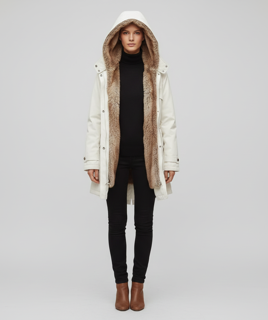 Valerios Fashion dameparka med kunstpels