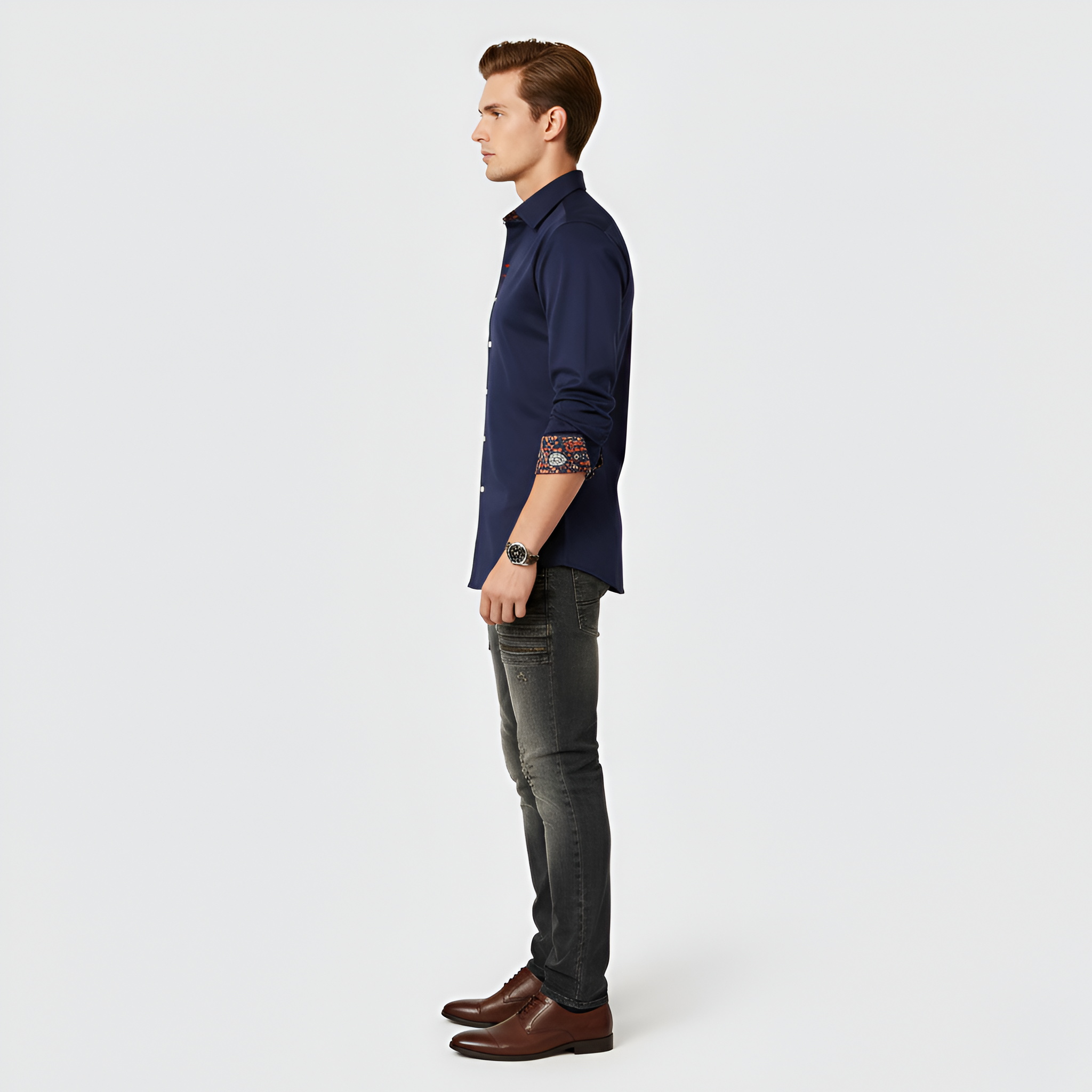 Valerios Fashion camicia uomo slim fit in cotone con dettagli stampati