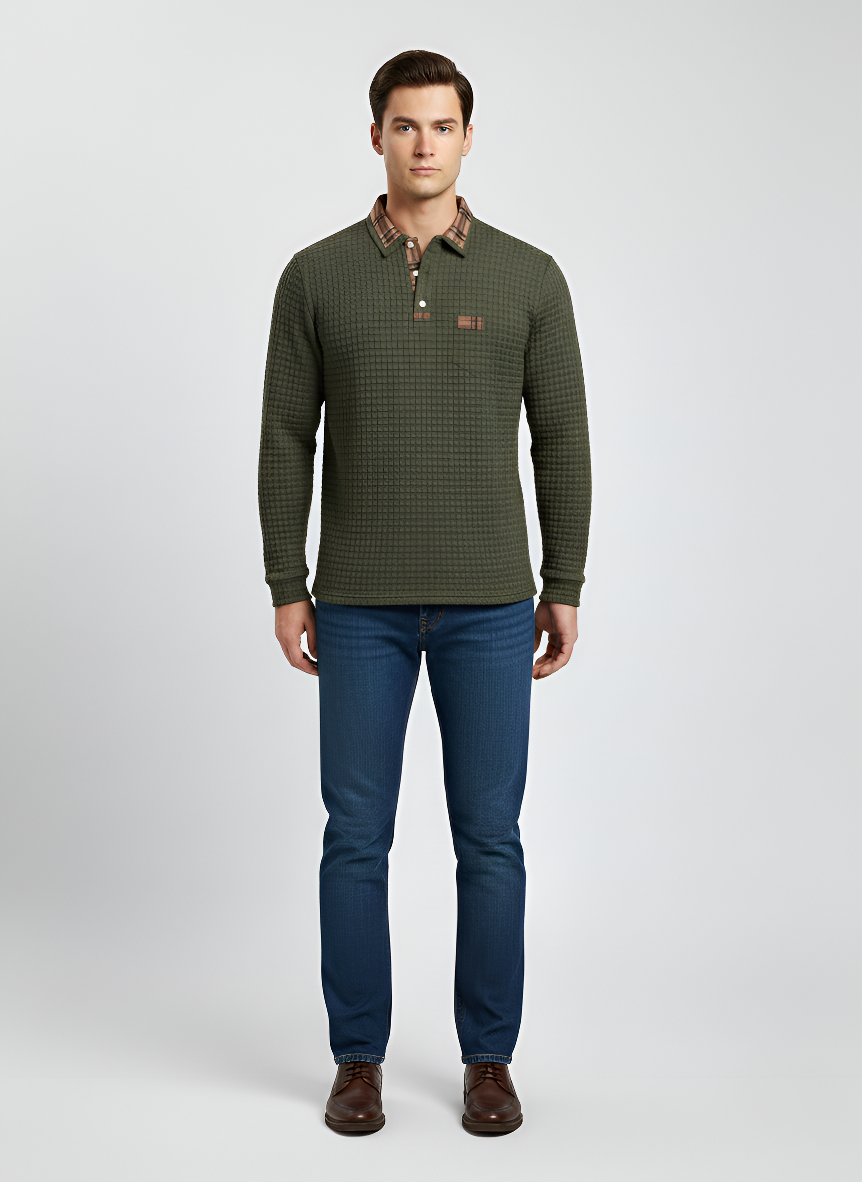 Valerios Fashion camiseta de hombre en algodón térmico con cuello polo