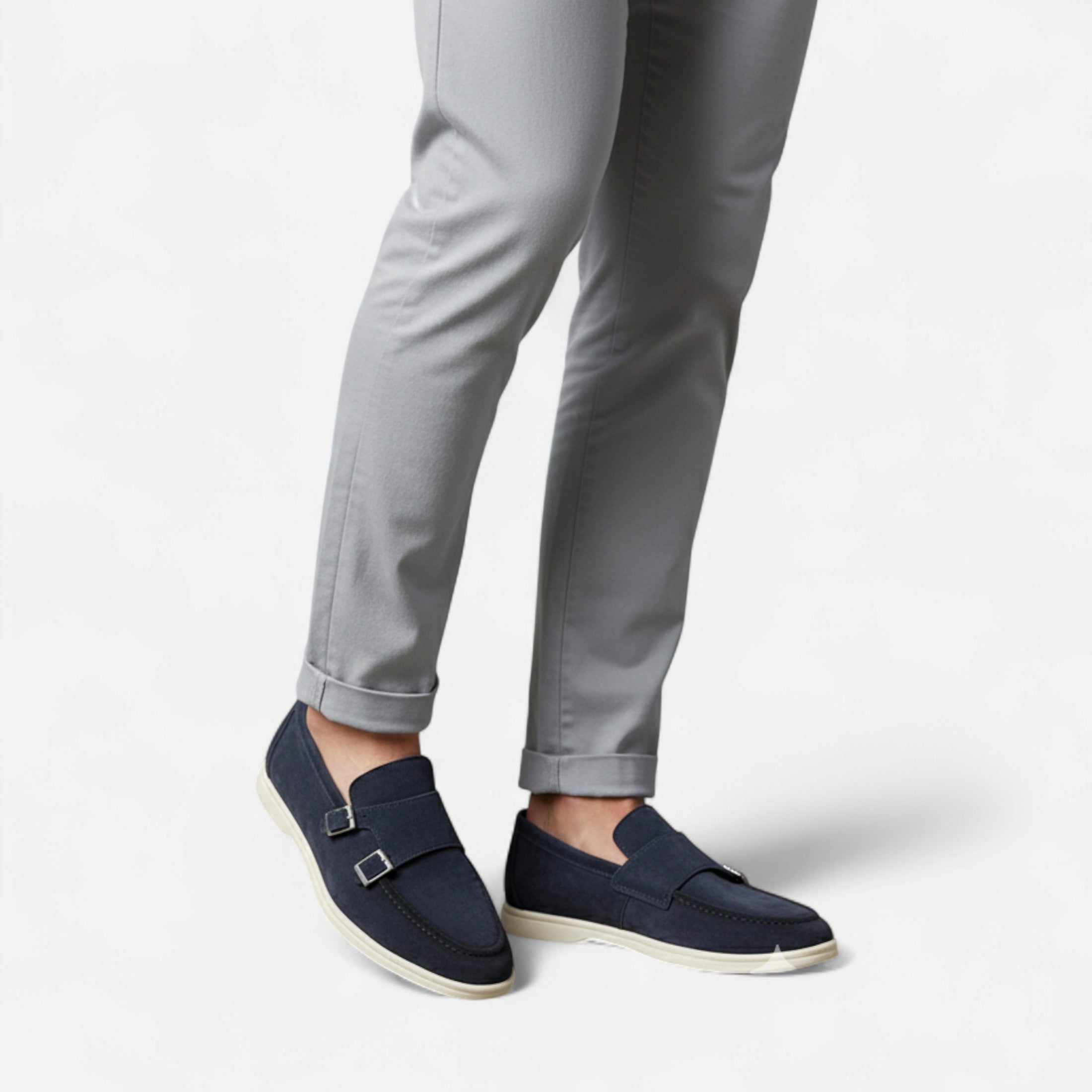 Men's Suede Monk Strap Loafers – Slip-On Elegance