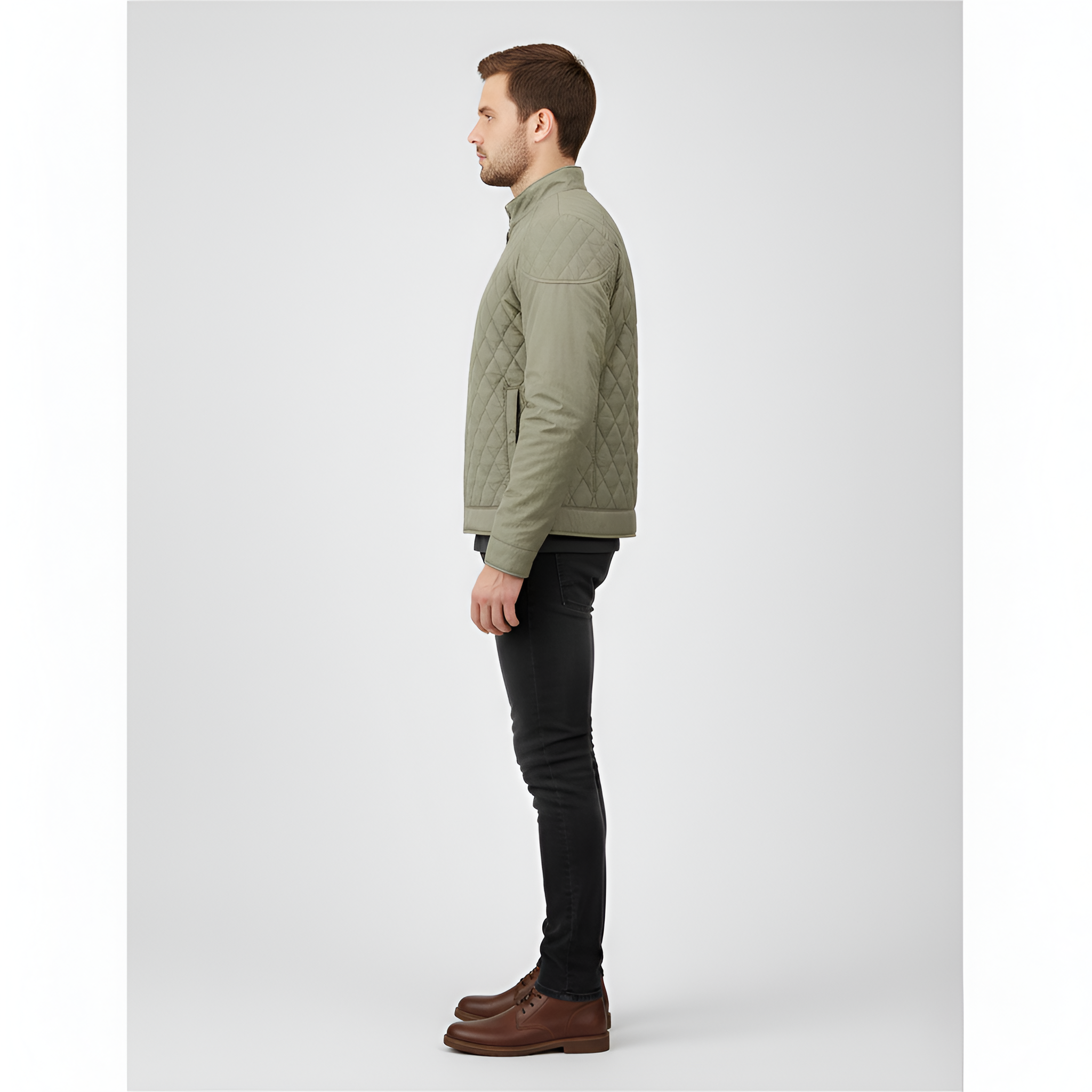 Valerios Fashion Giacca Uomo Trapuntata con Zip e Collo Alto Casual Invernale