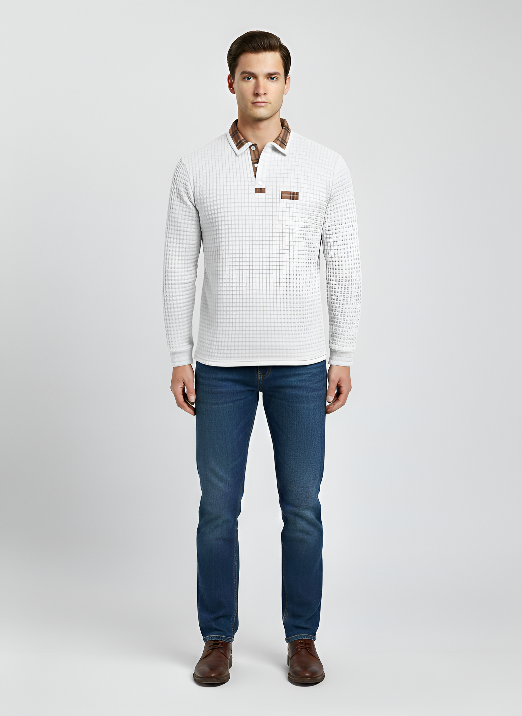 Valerios Fashion camiseta de hombre en algodón térmico con cuello polo