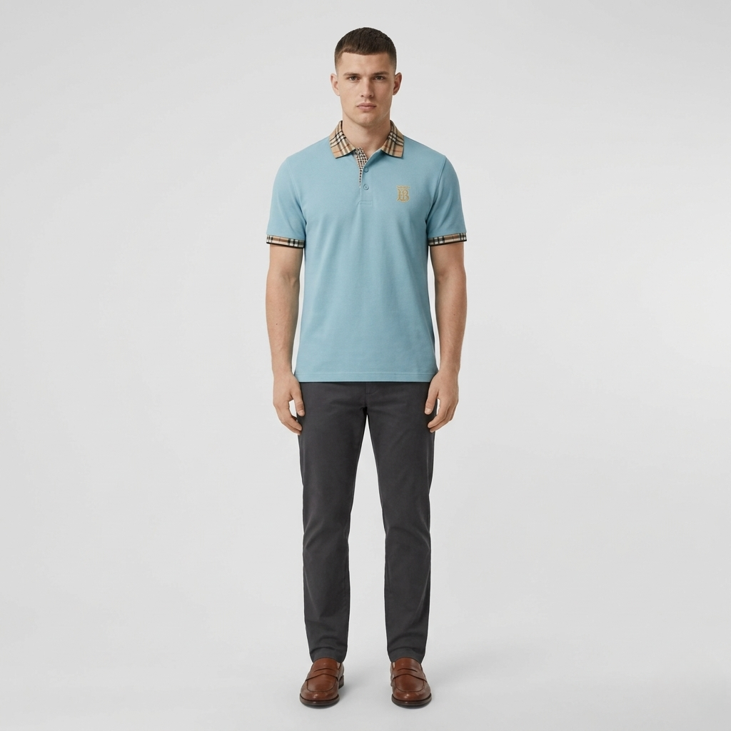 Pánské bavlněné polo tričko s krátkým rukávem, klasickým límečkem a knoflíky, sportovní casual
