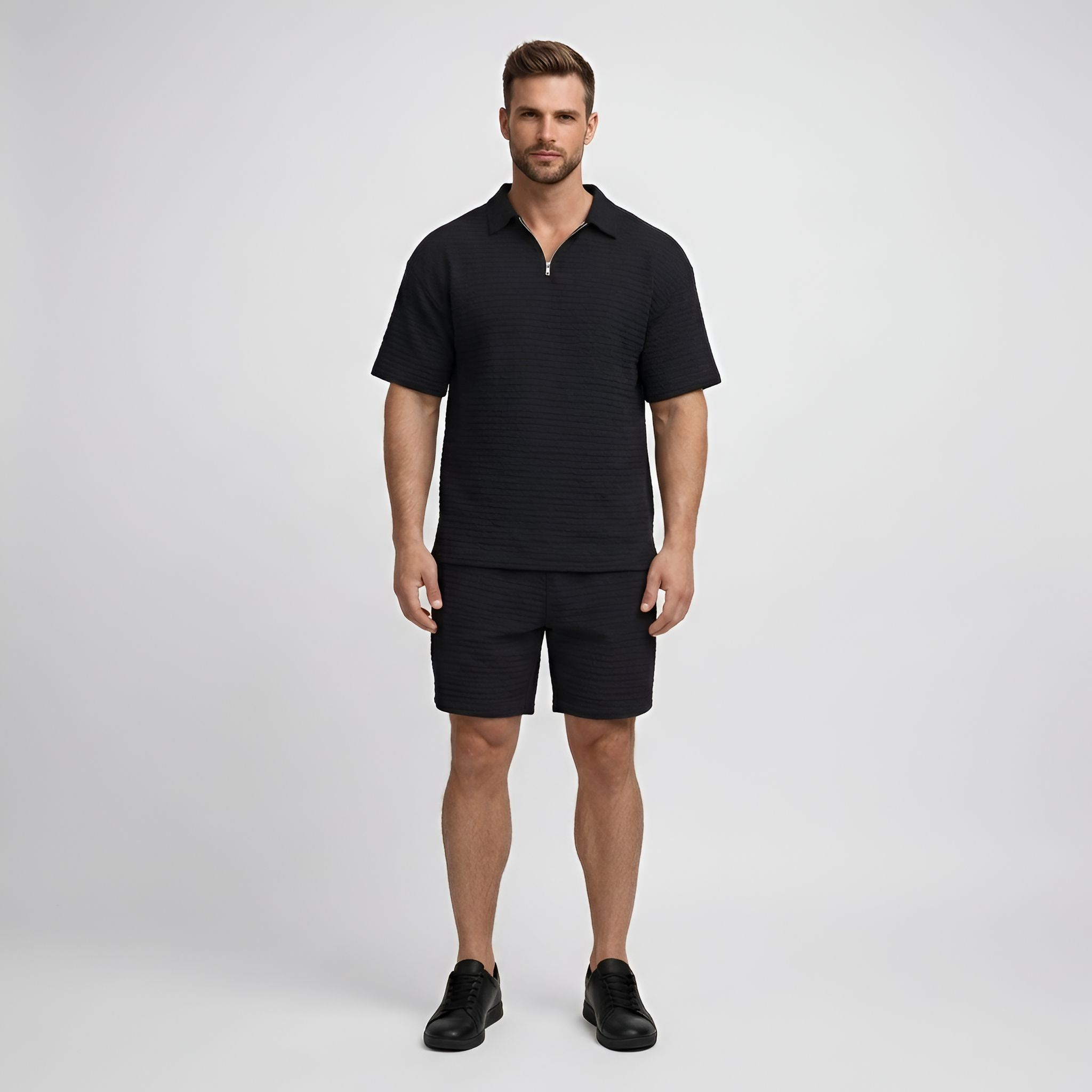 Completo uomo estivo con polo a maniche corte e bermuda coordinati