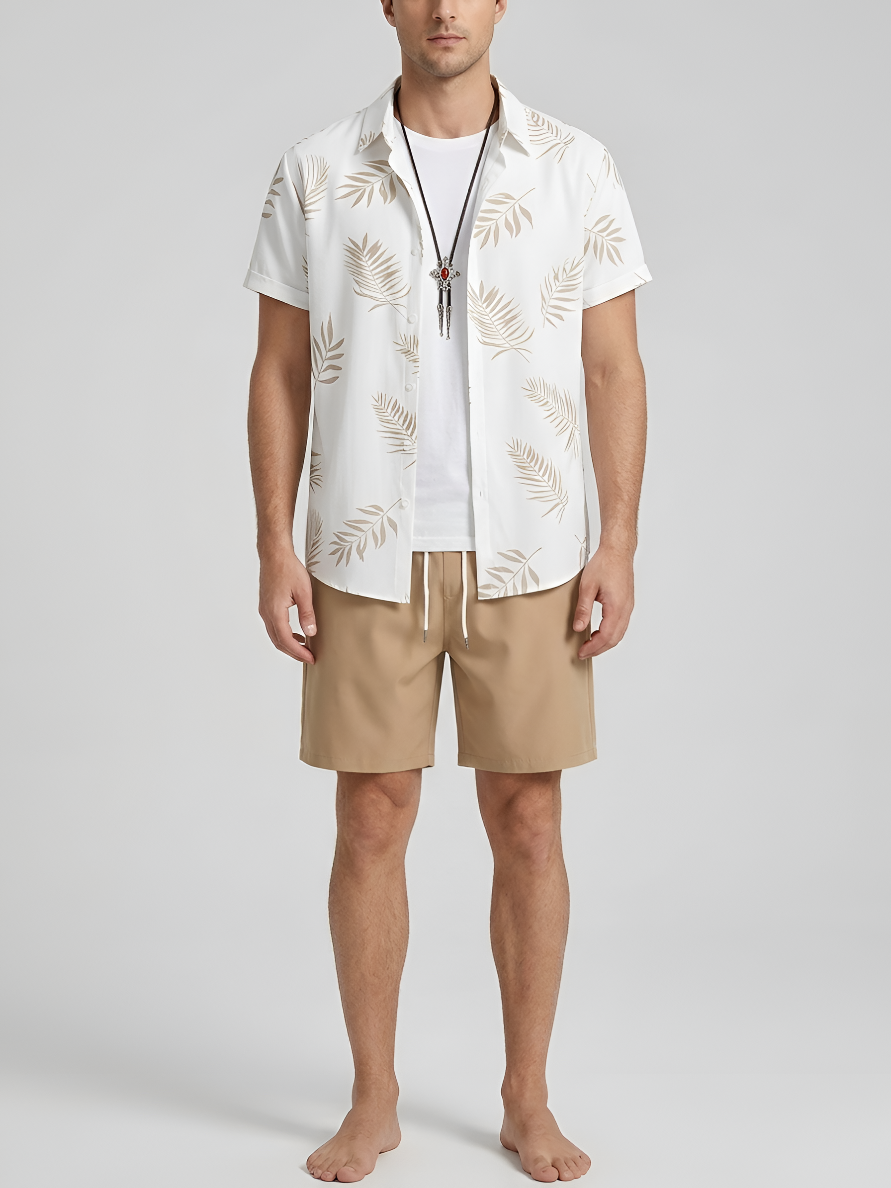 Camicia uomo manica corta stampa tropicale camicia estiva casual uomo cotone