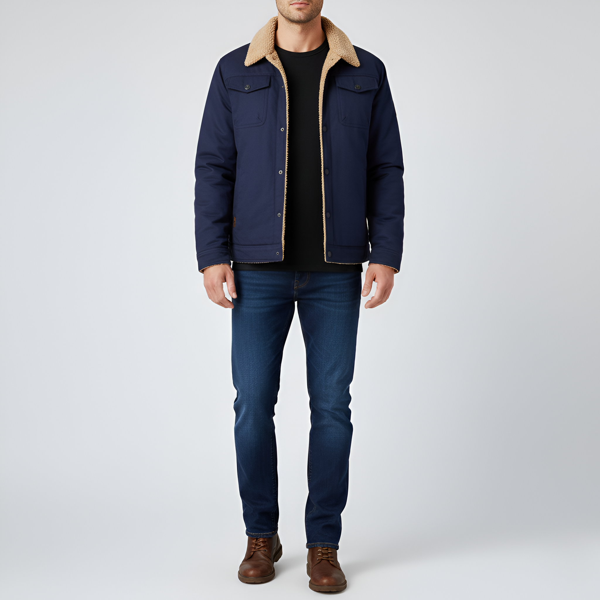 Valerios Fashion Men's Winter Jacket Lined with Plush Windproof Material