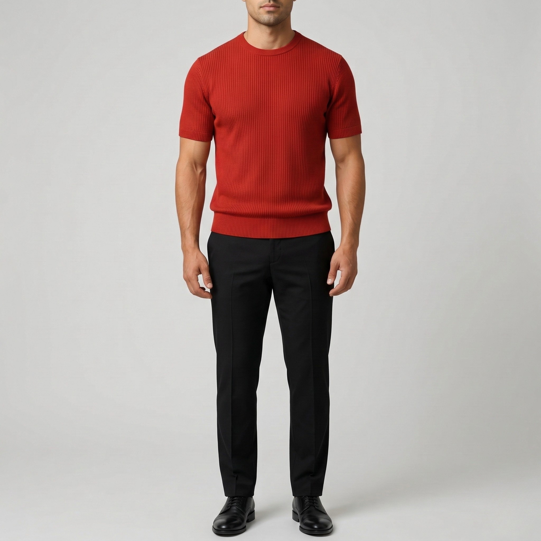 Maglia uomo in cotone maniche corte girocollo maglione leggero casual vestibilità slim