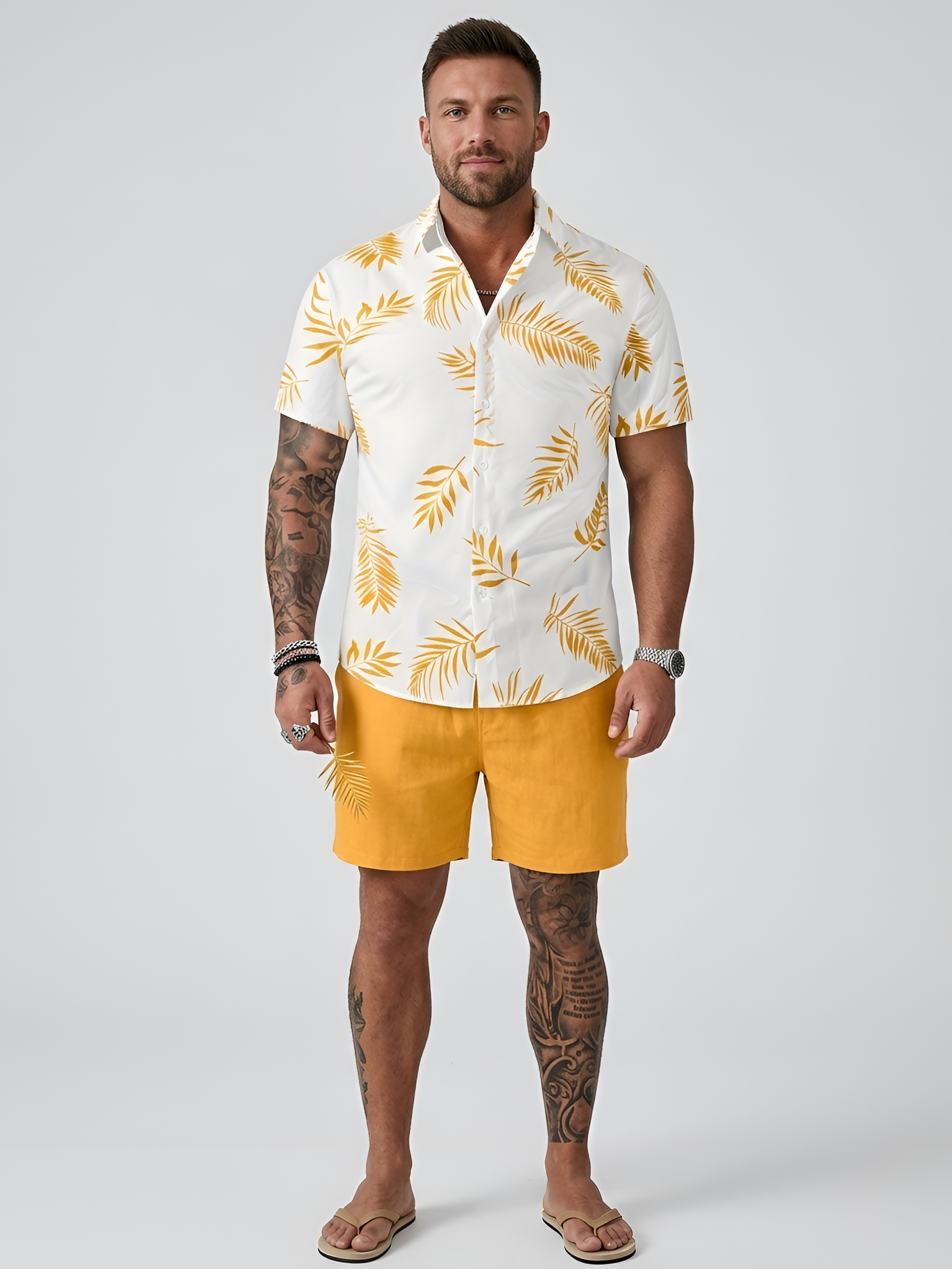 Camicia uomo manica corta stampa tropicale camicia estiva casual uomo cotone