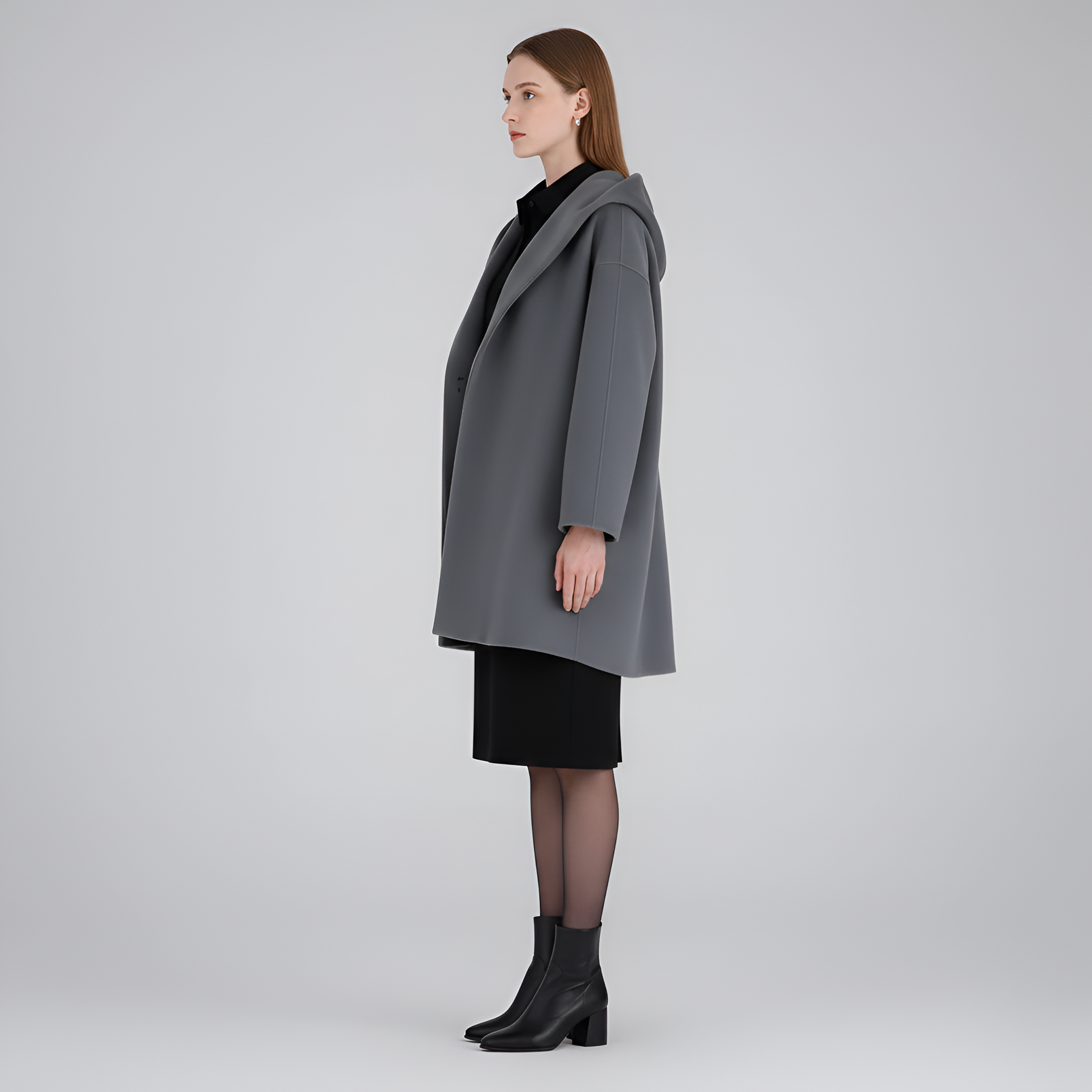 Valerios Fashion Women's Coat in Elegant Wool Blend with Wide Collar and Regular Fit