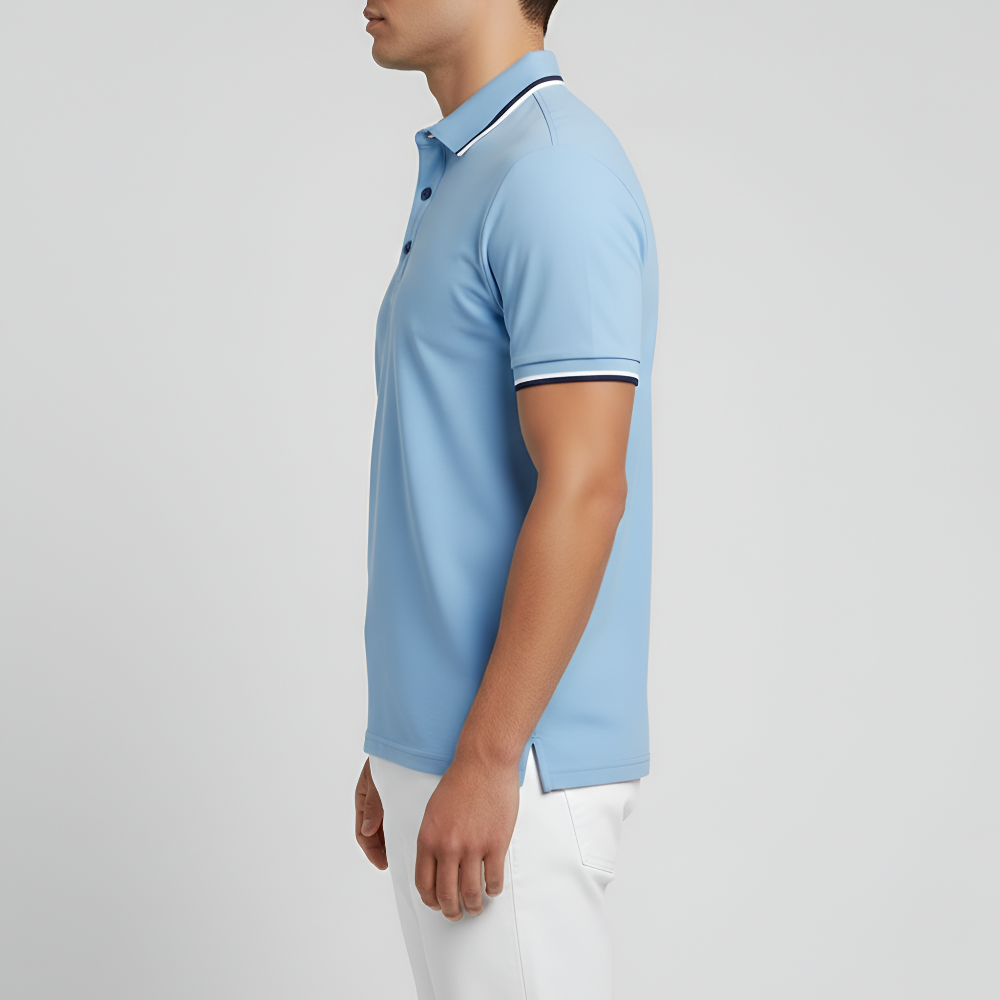Polo Uomo in Cotone Manica Corta con Colletto e Taschino Slim Fit