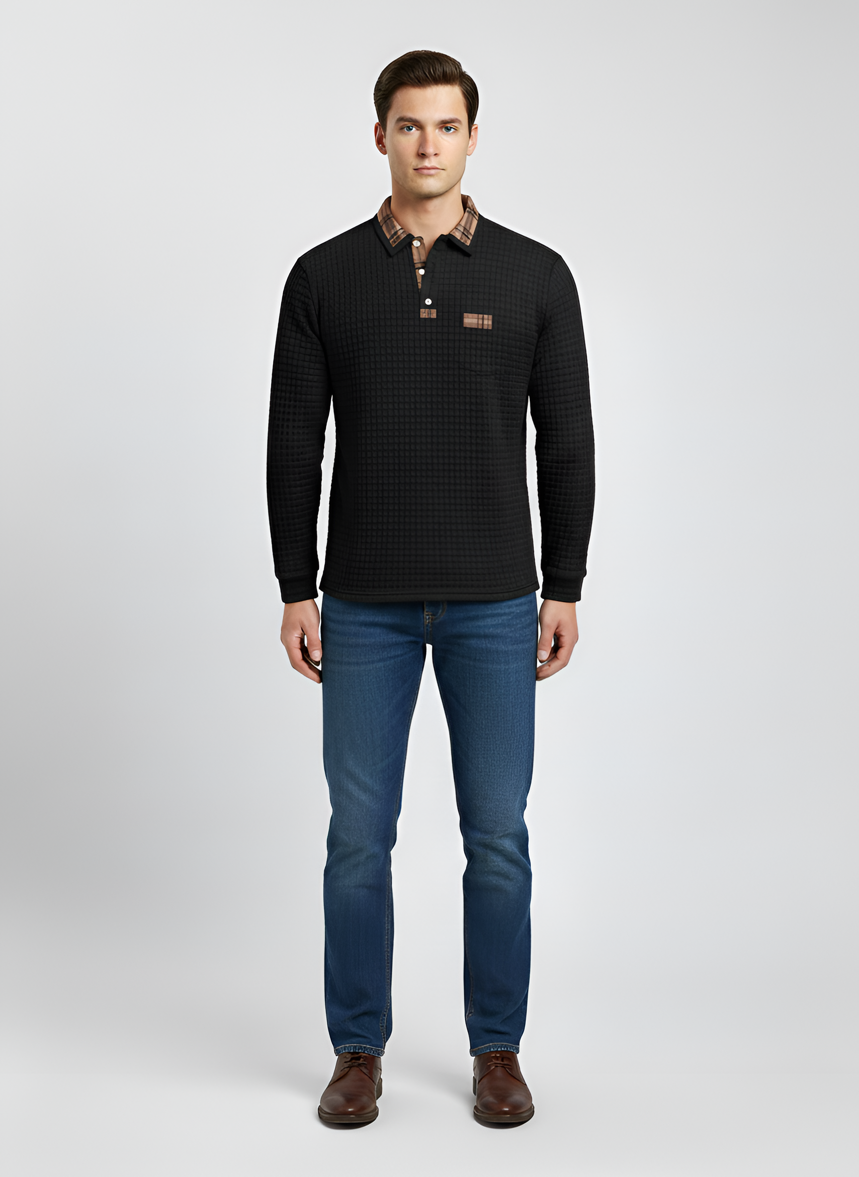 Valerios Fashion camiseta de hombre en algodón térmico con cuello polo