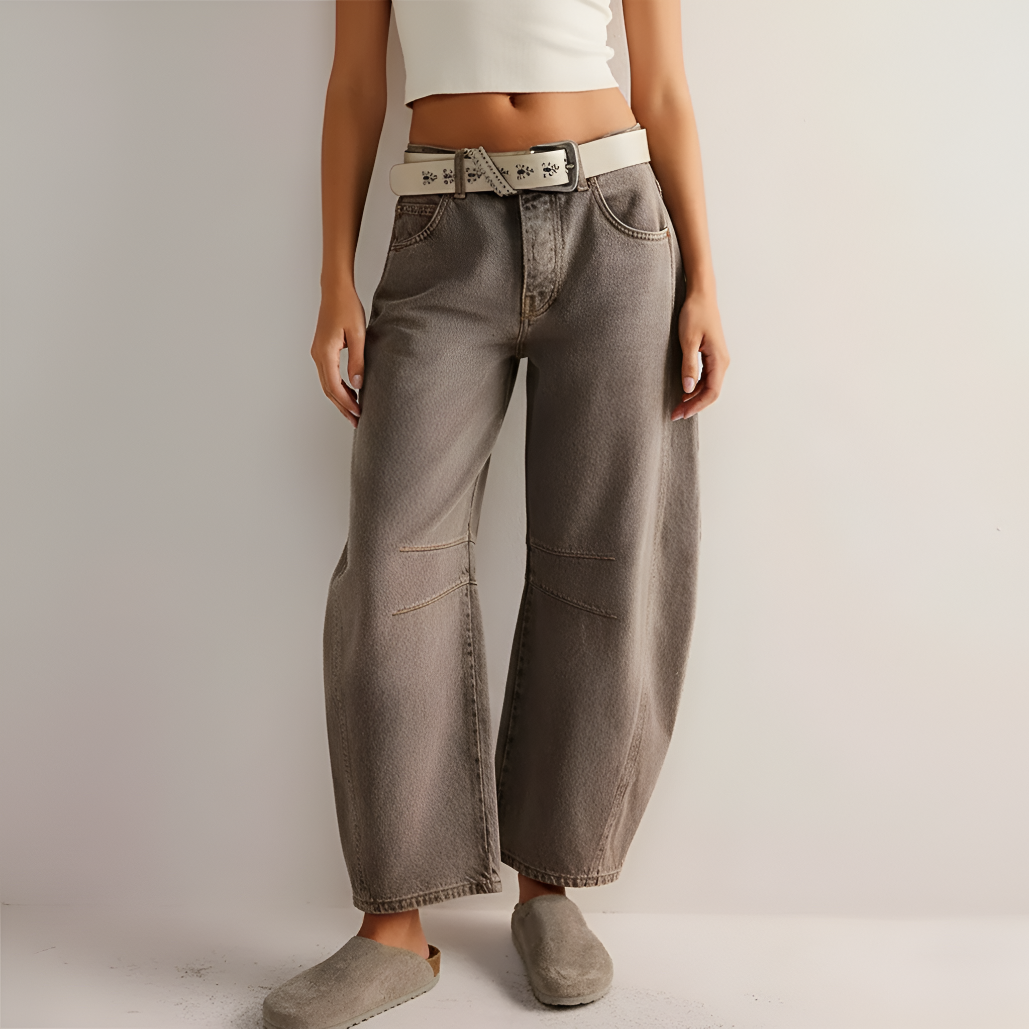 Valerios Fashion damskie jeansy z szerokimi nogawkami z bawełnianego denimu z wysokim stanem