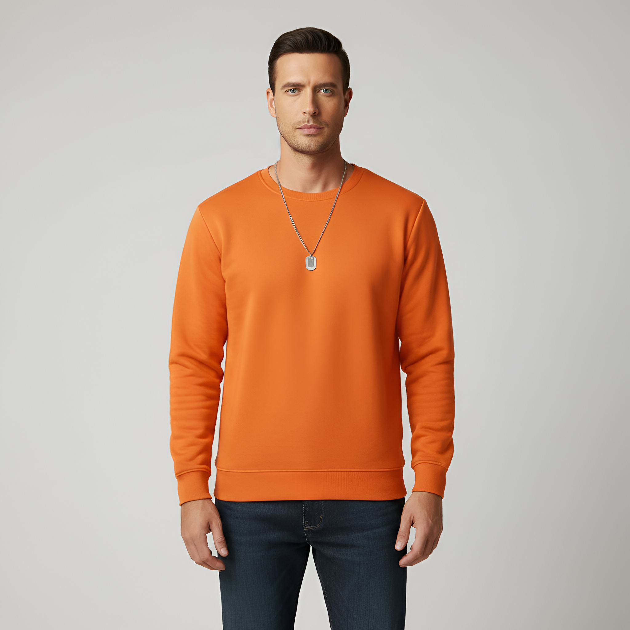 Hanorac pentru bărbați cu interior din fleece termic, guler rotund, croială regulară