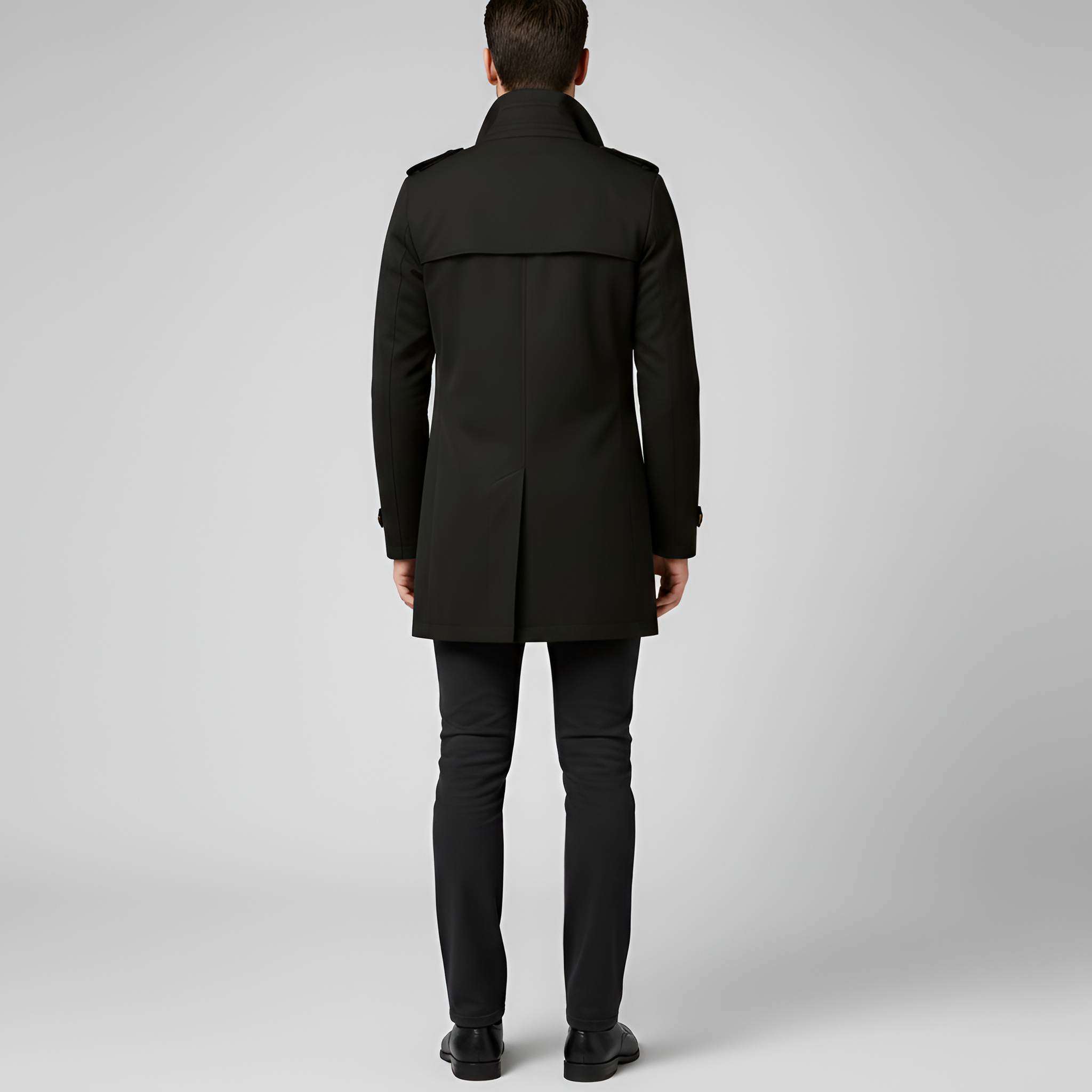 Valerios Fashion trench coat masculino elegante com cinto e fecho de botões