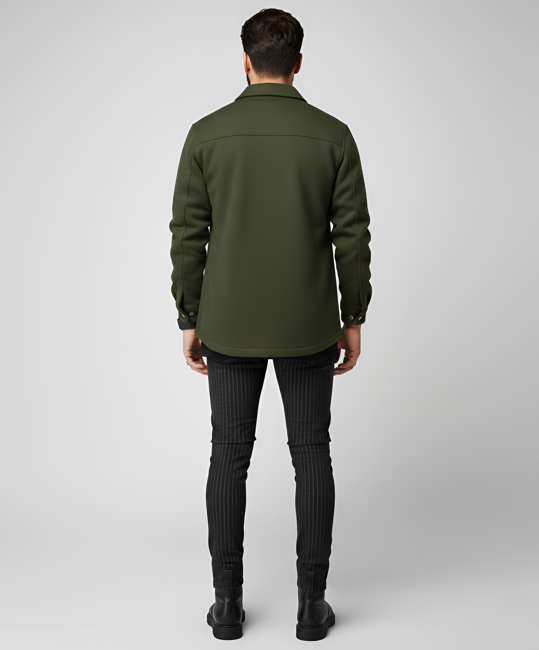 Valerios Fashion overshirt uomo in misto lana a maniche lunghe