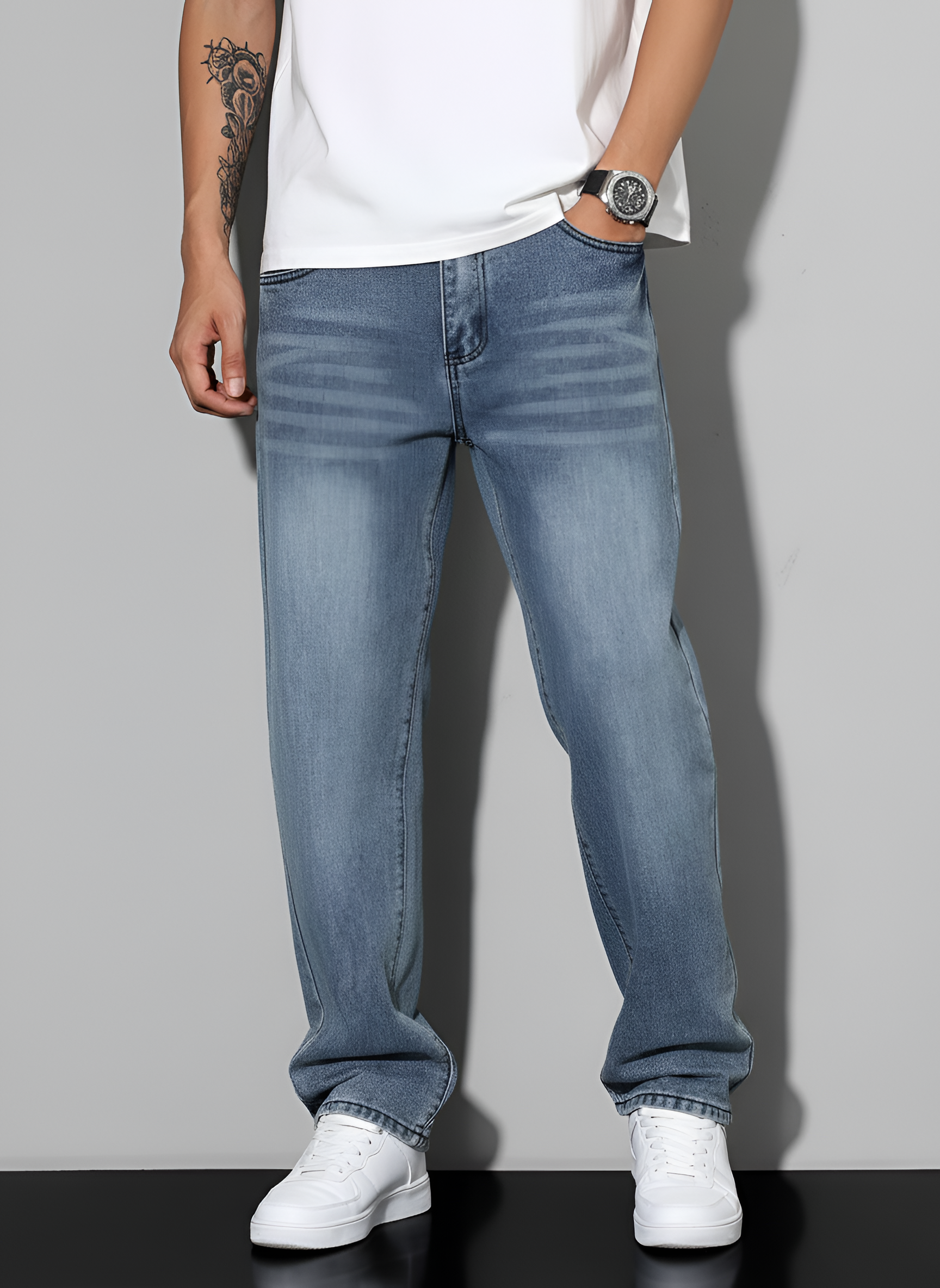 Valerios mode jeans til mænd casual i bomuldsdenim med almindelig pasform