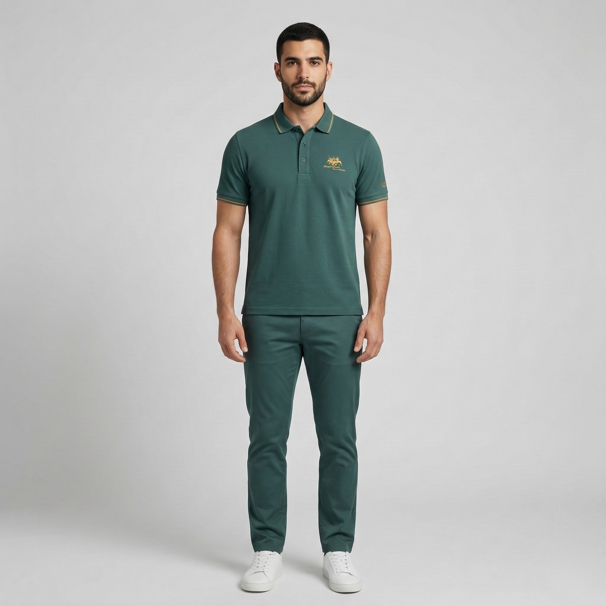 Pánské bavlněné polo tričko s krátkým rukávem, límečkem a knoflíky, casual polo tričko