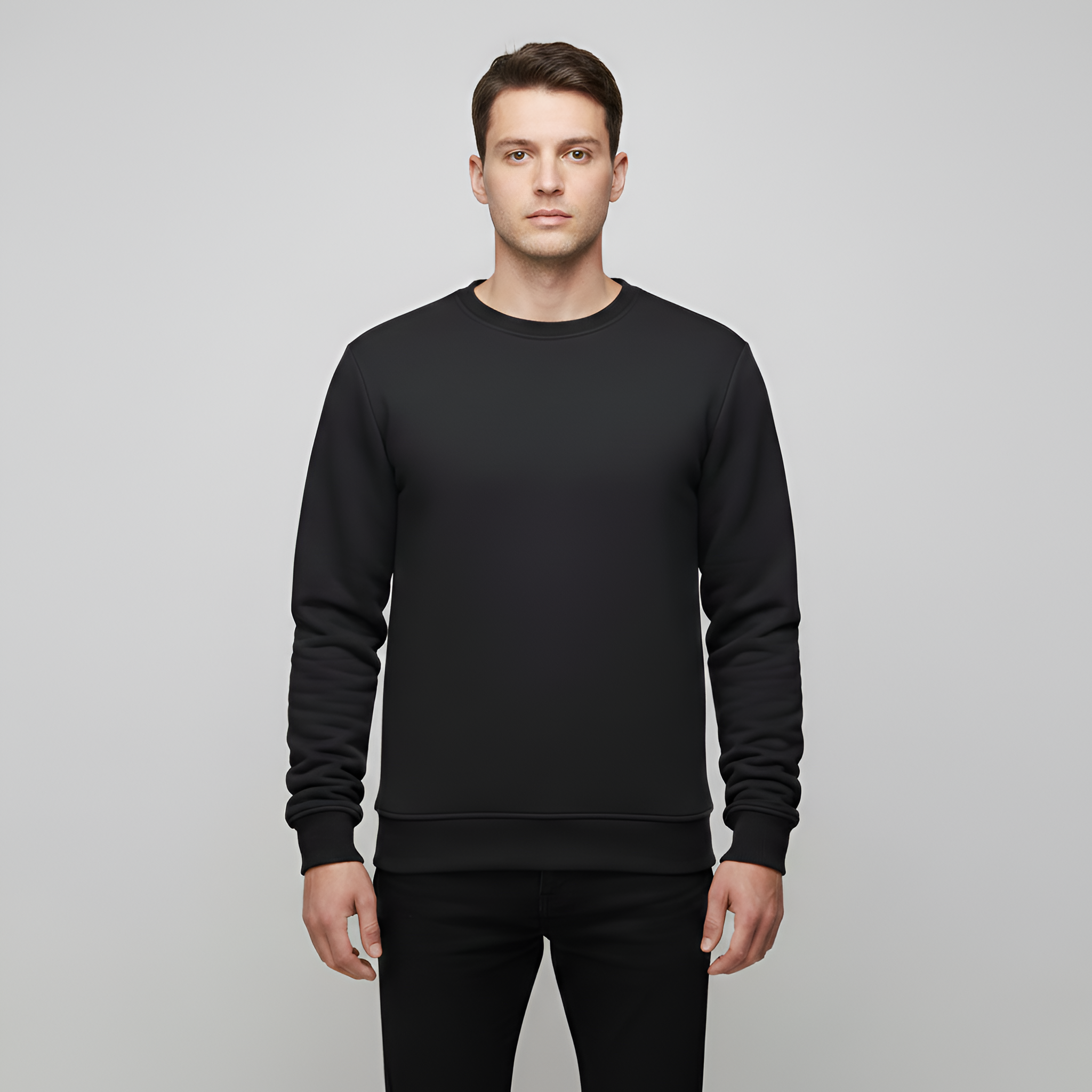 Sweat-shirt homme avec intérieur en polaire thermique col rond coupe régulière