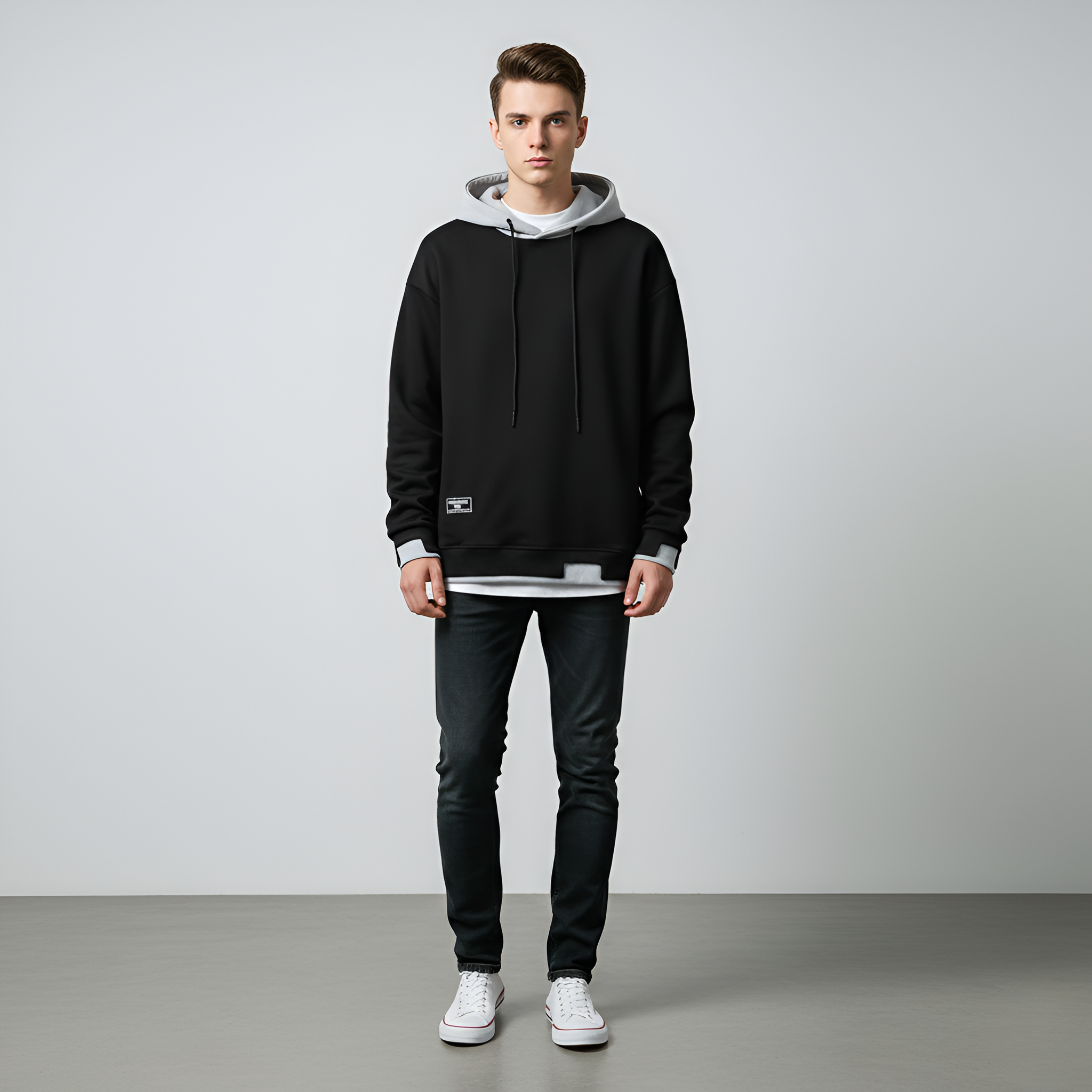 Valerios Fashion herre hættetrøje i bomuld, afslappet