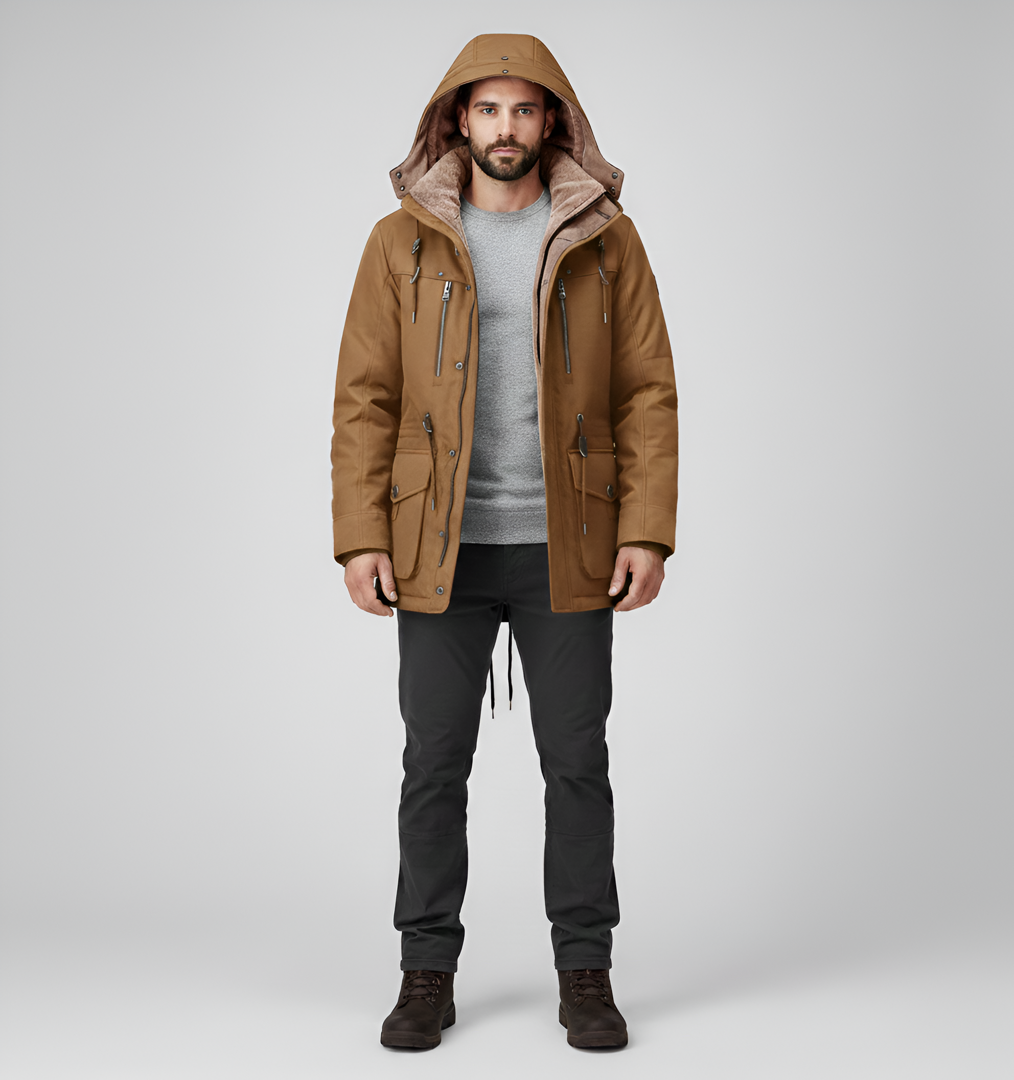 Valerios Fashion Parka Invernale Uomo Imbottito con Cappuccio e Zip