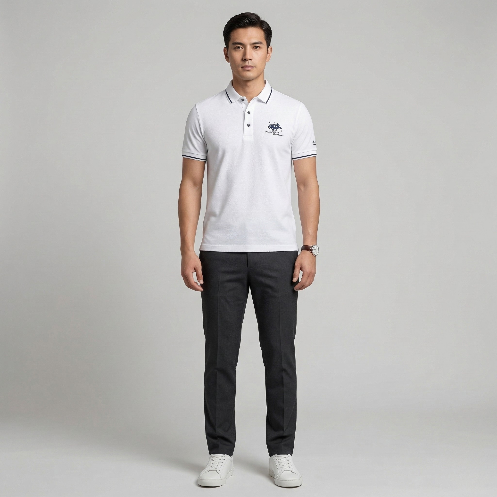 Pánské bavlněné polo tričko s krátkým rukávem, límečkem a knoflíky, casual polo tričko