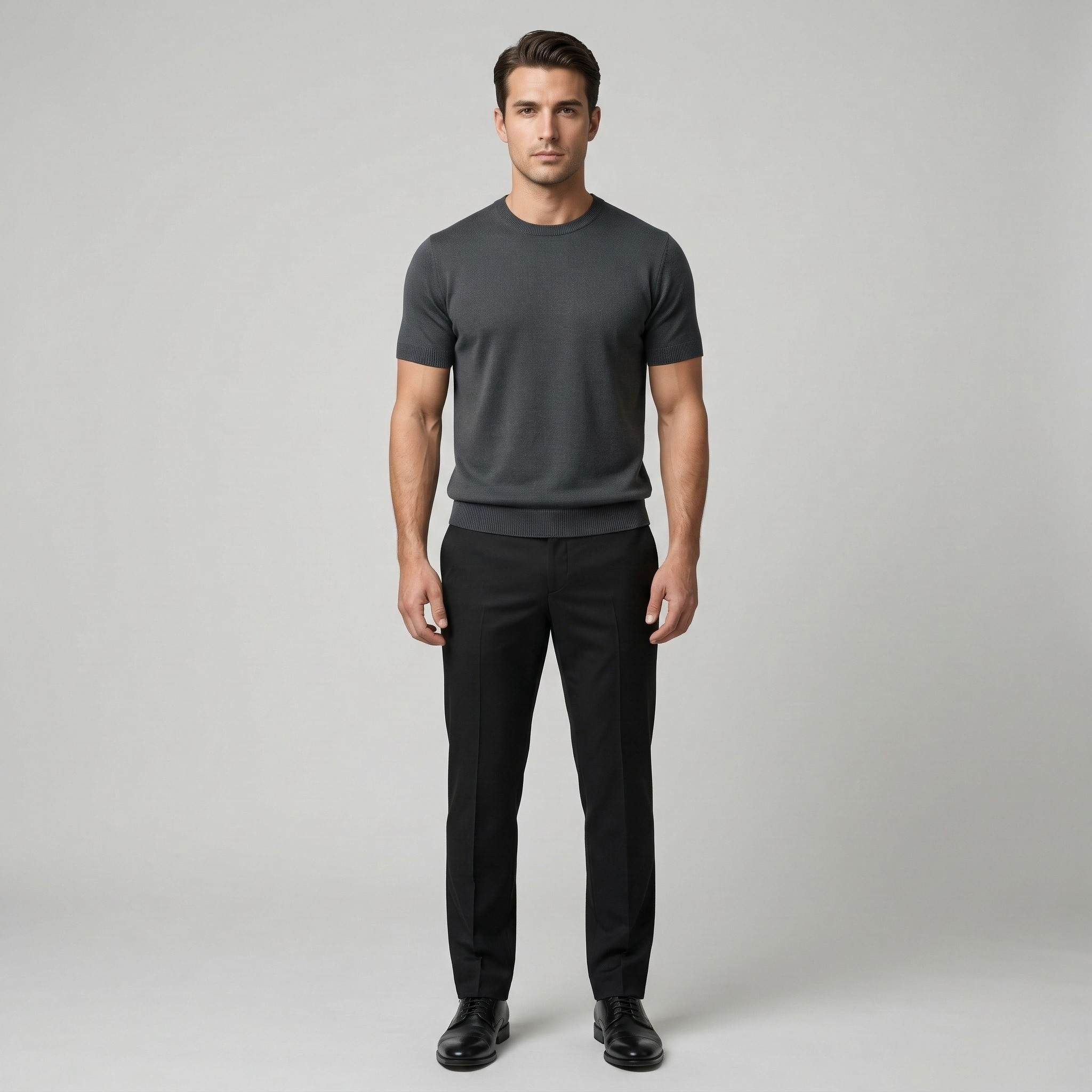 Maglia uomo in cotone maniche corte girocollo maglione leggero casual vestibilità slim